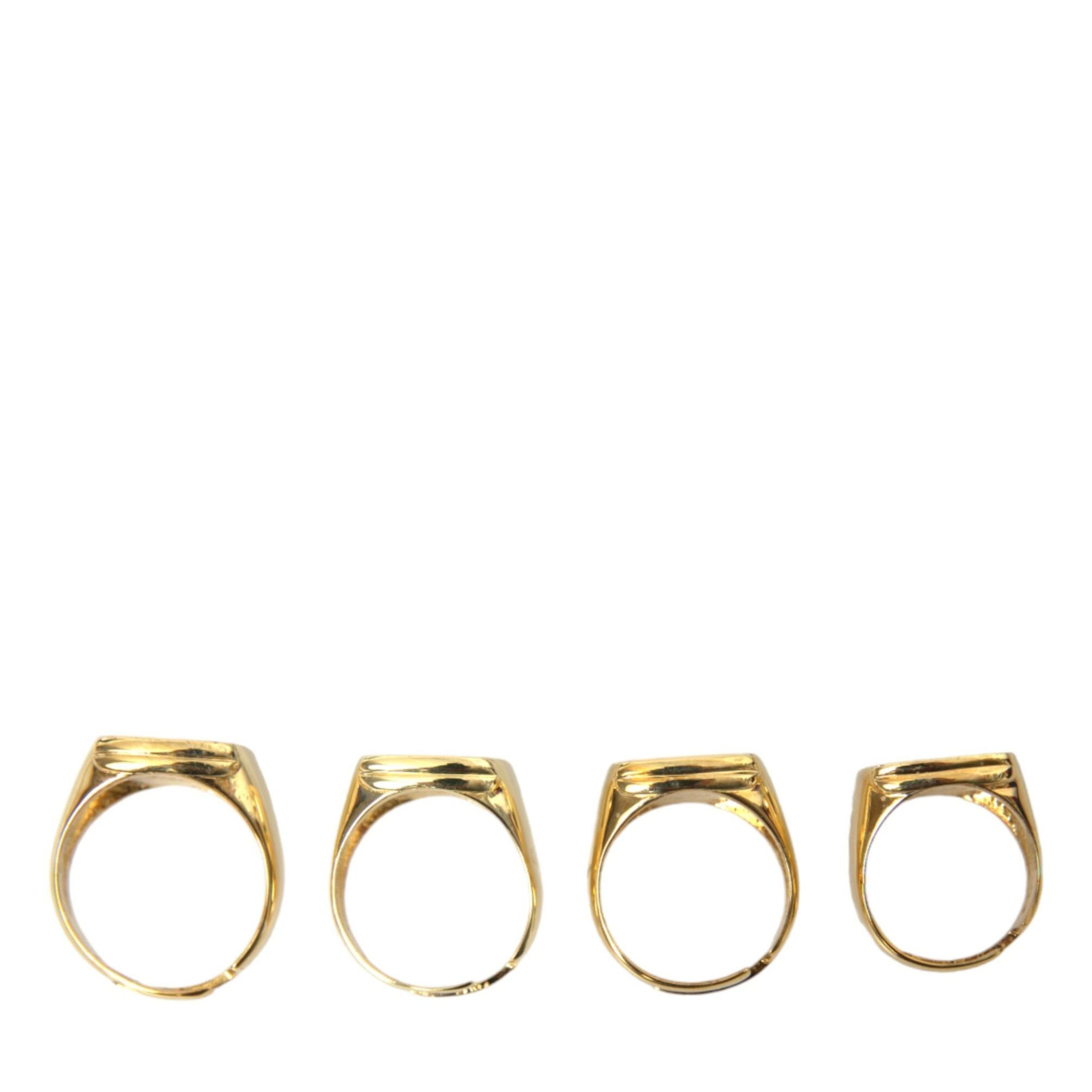 Dolce & Gabbana Gold Brass KING Enamel Set of 4 Ring