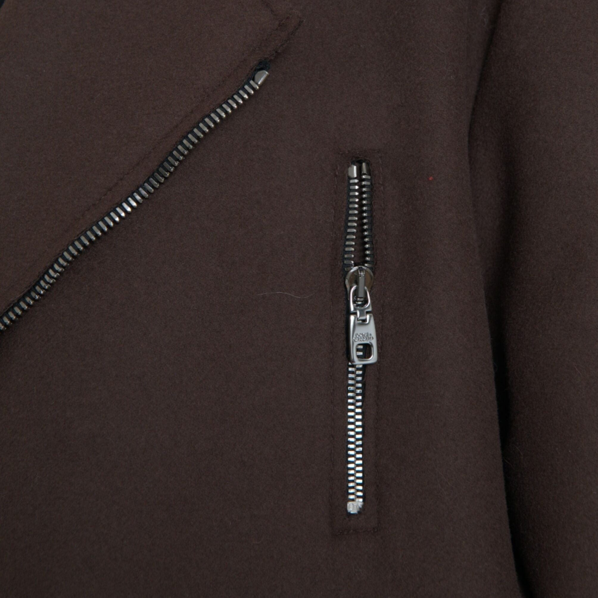 Dolce & Gabbana Brown Coat Short Biker Wool Jacket