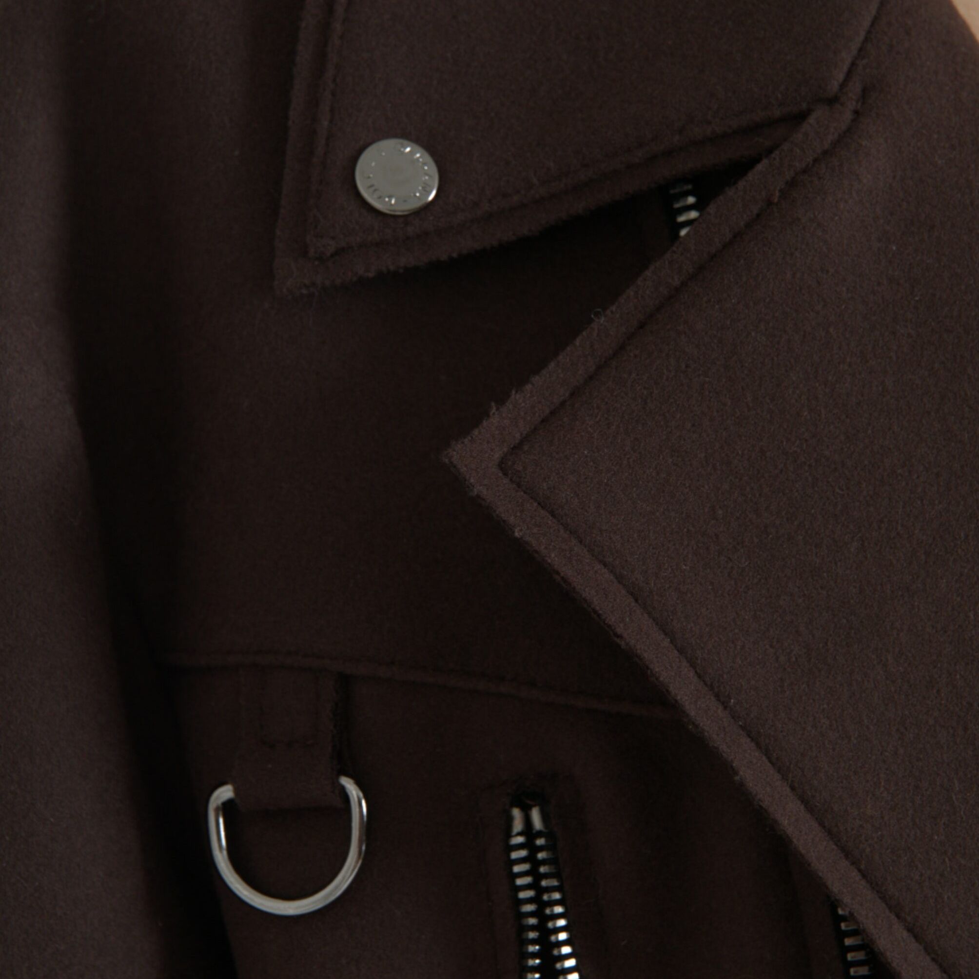 Dolce & Gabbana Brown Coat Short Biker Wool Jacket