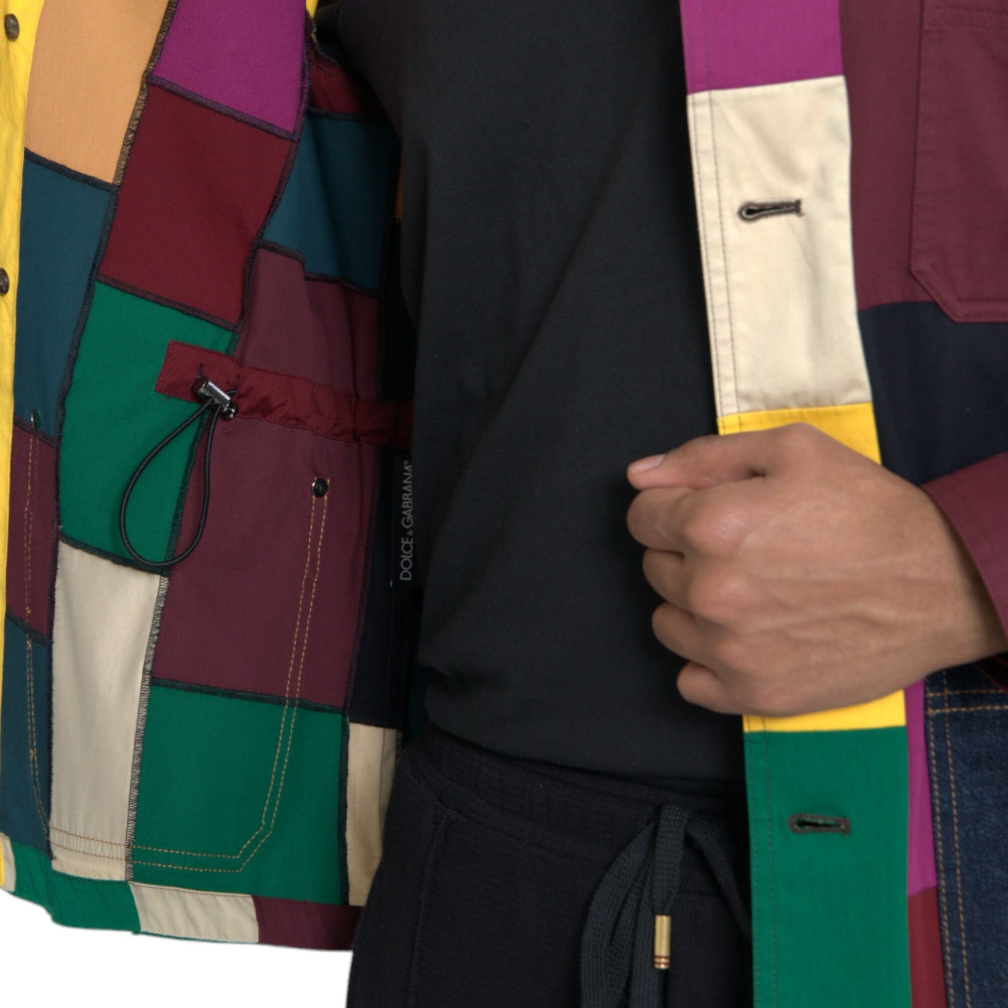 Dolce & Gabbana Multicolor Patchwork Cotton Collared Jacket