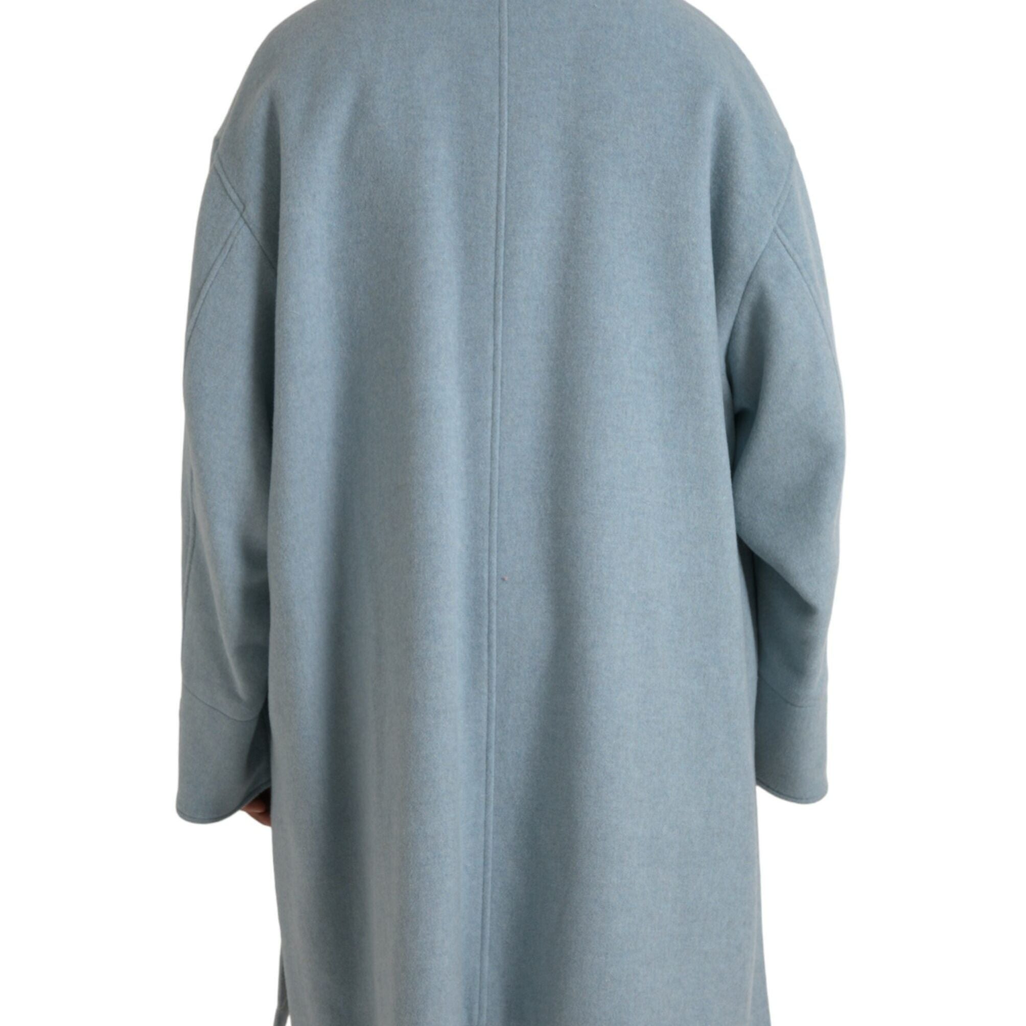 Dolce & Gabbana Light Blue Wool Button Trench Coat Jacket