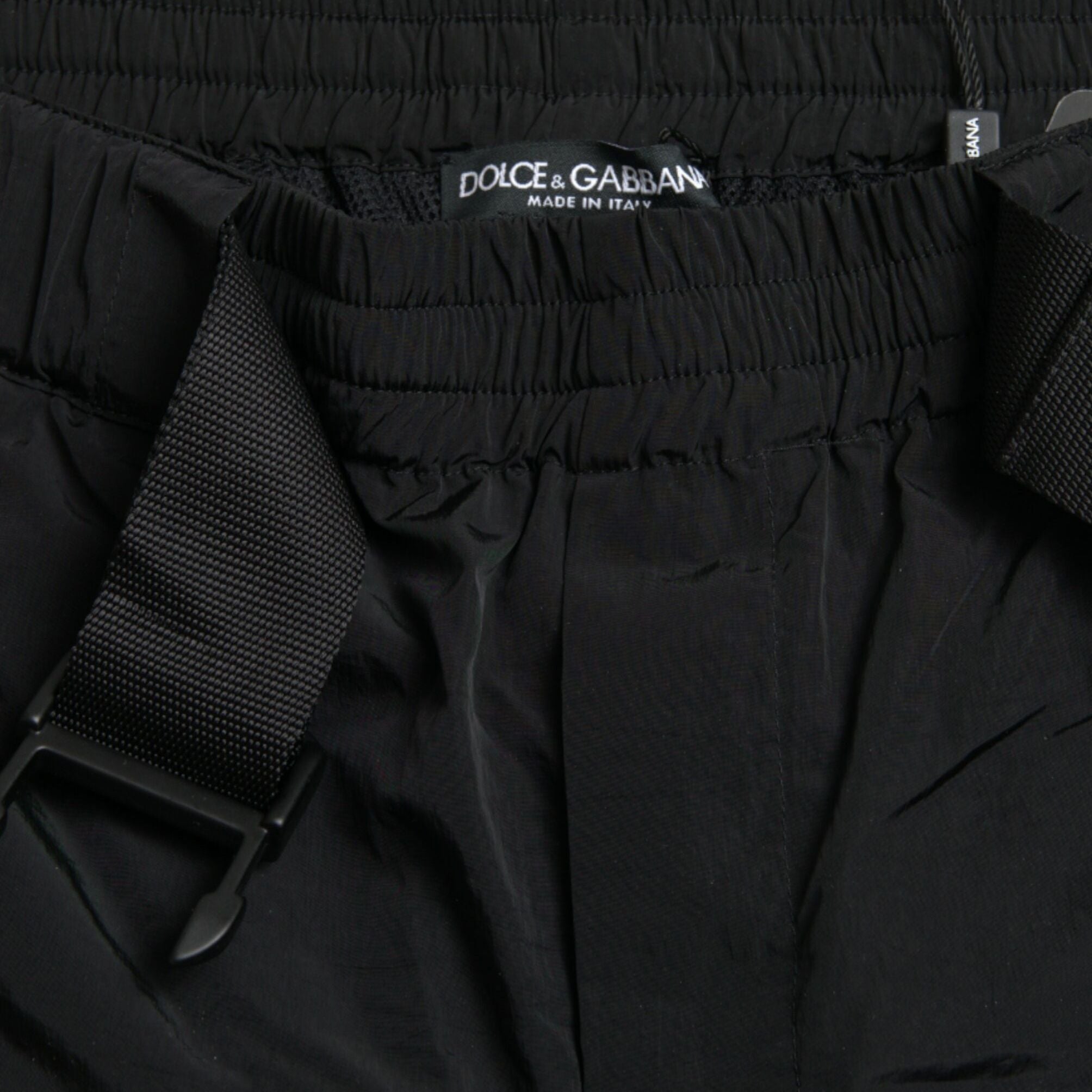 Dolce & Gabbana Black Red Leopard Print Nylon Jogger Pants