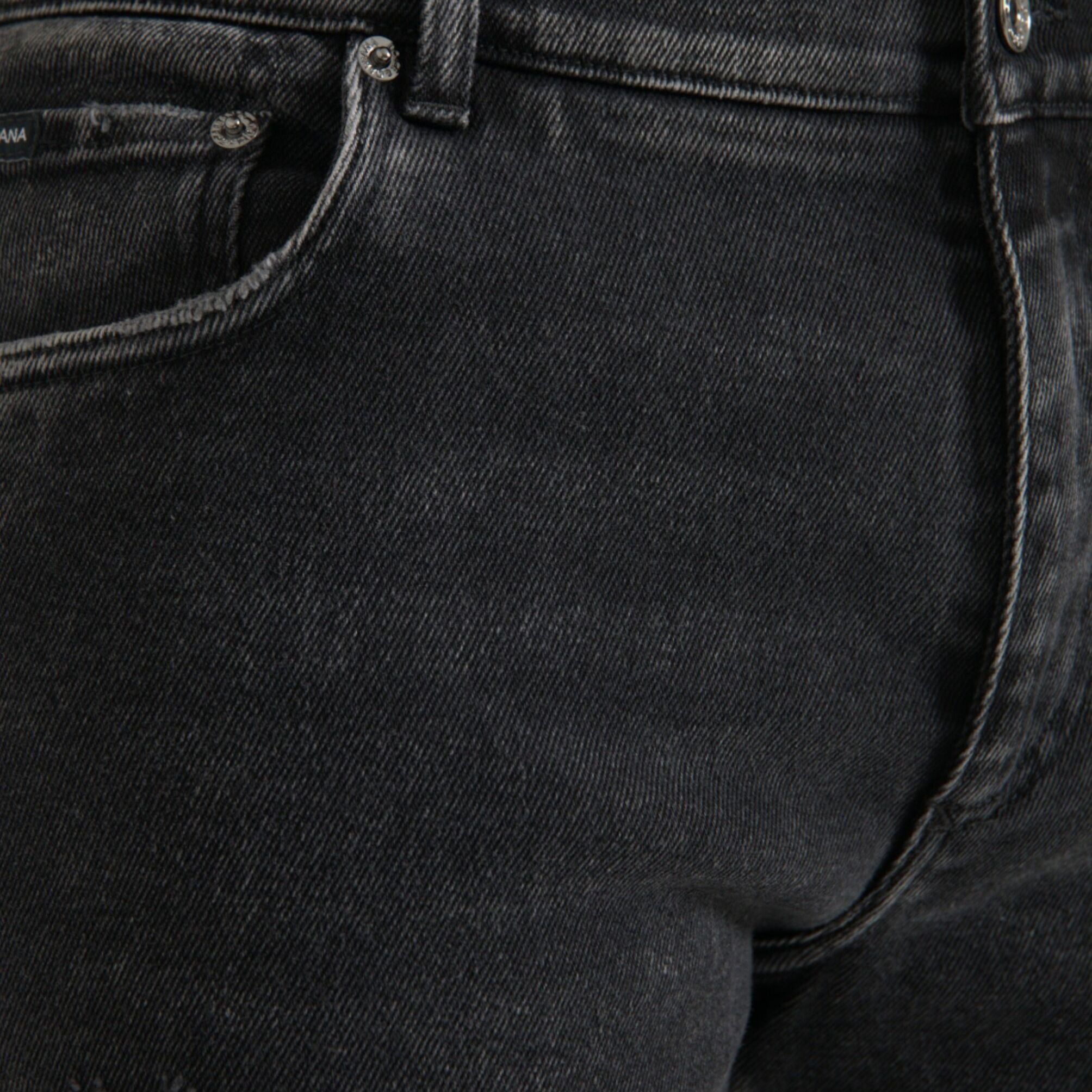 Dolce & Gabbana Gray Cotton Stretch Skinny Denim Logo Jeans