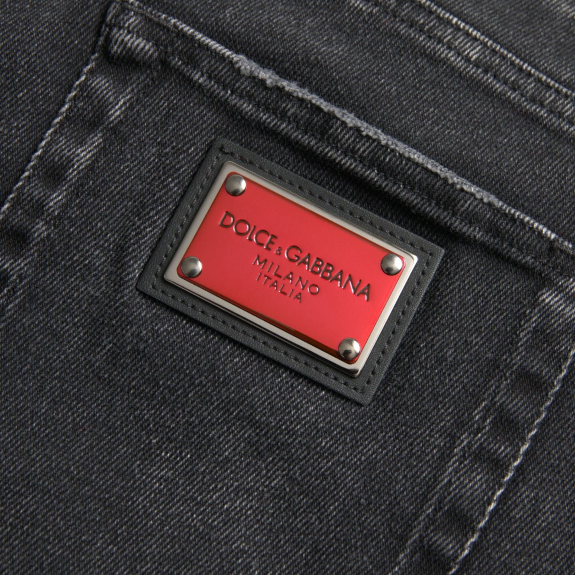 Dolce & Gabbana Gray Cotton Stretch Skinny Denim Logo Jeans