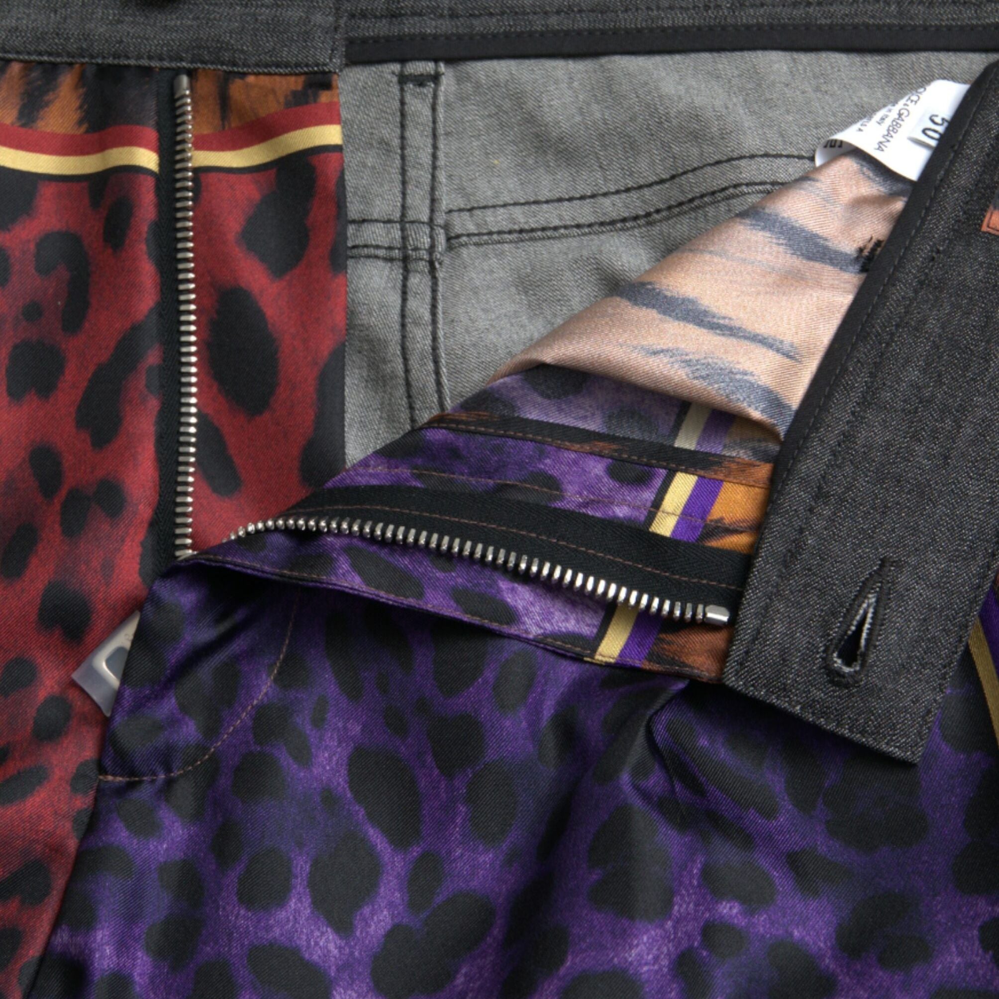 Dolce & Gabbana Multicolor Tiger Leopard Cotton Loose Tapered Pants