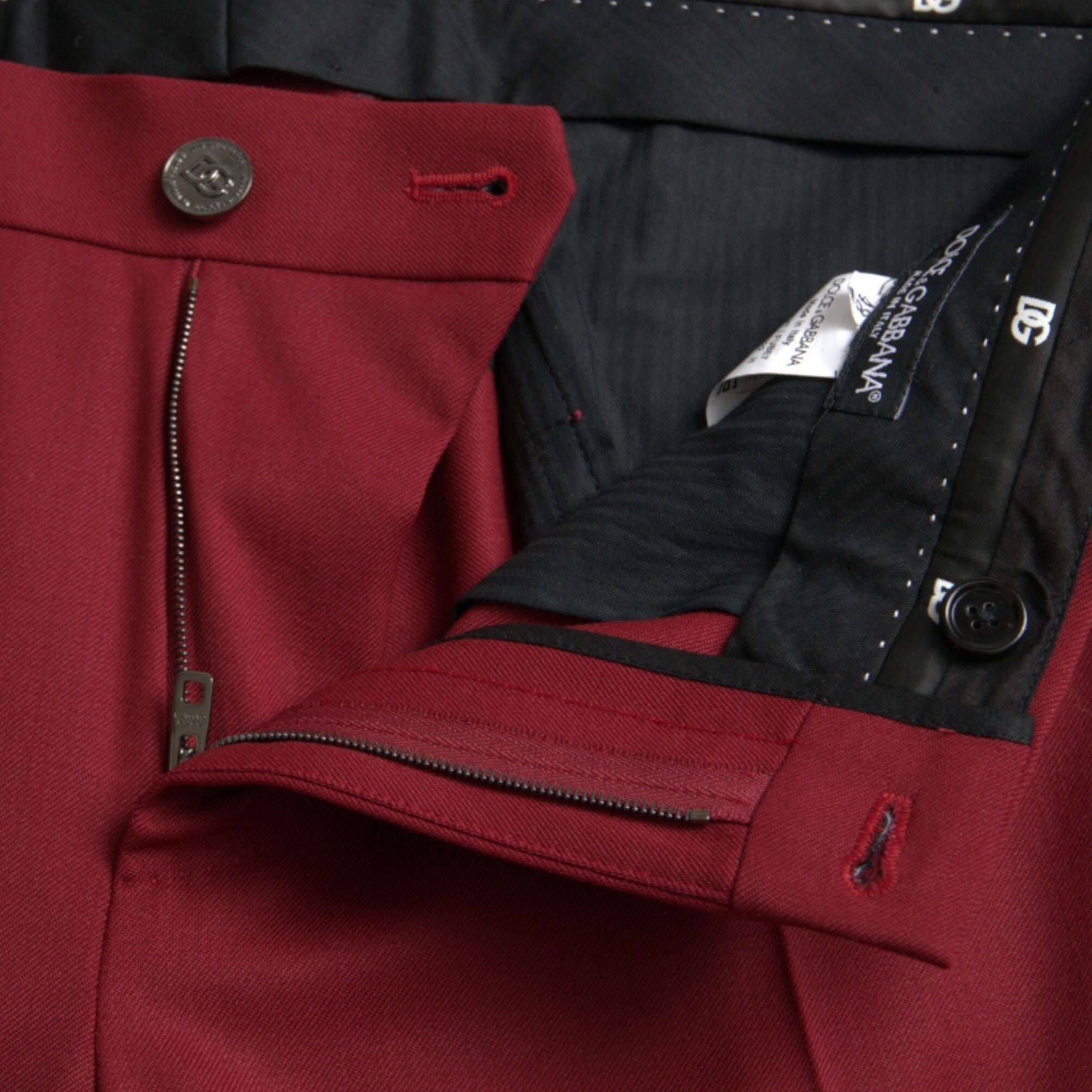Dolce & Gabbana Red Wool Men Slim Fit Dress Pants