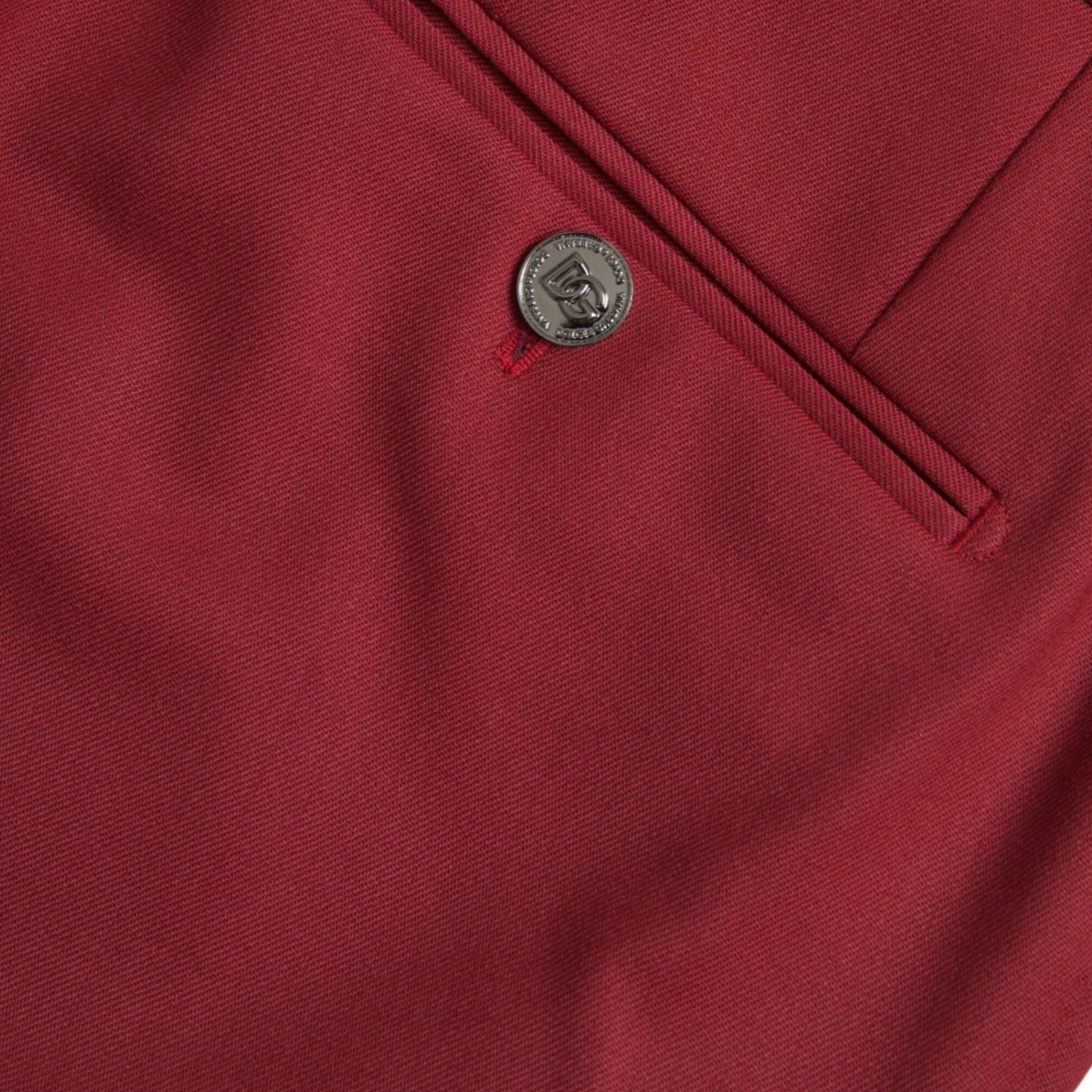 Dolce & Gabbana Red Wool Men Slim Fit Dress Pants