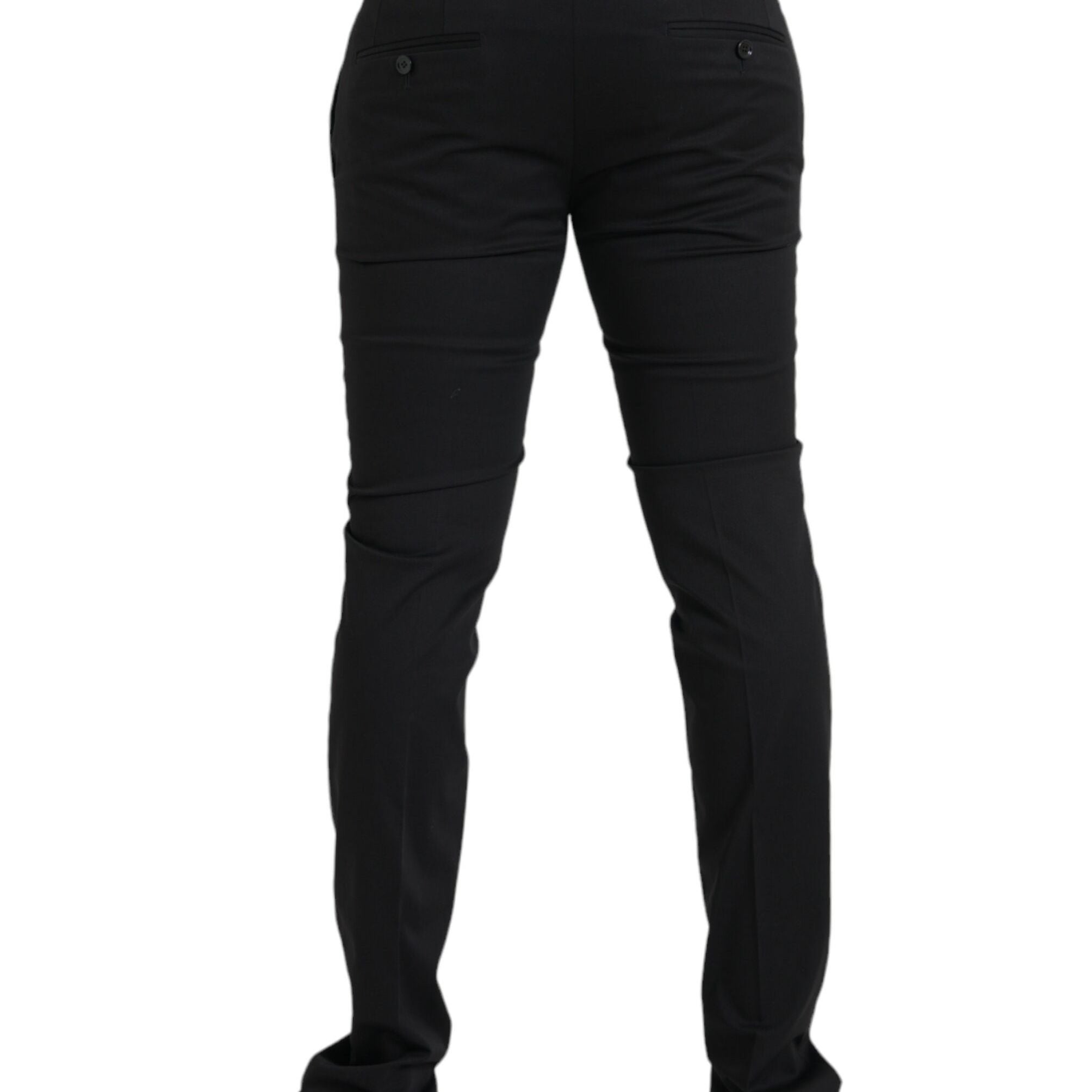 Dolce & Gabbana Black Cotton Stretch Skinny Dress Pants