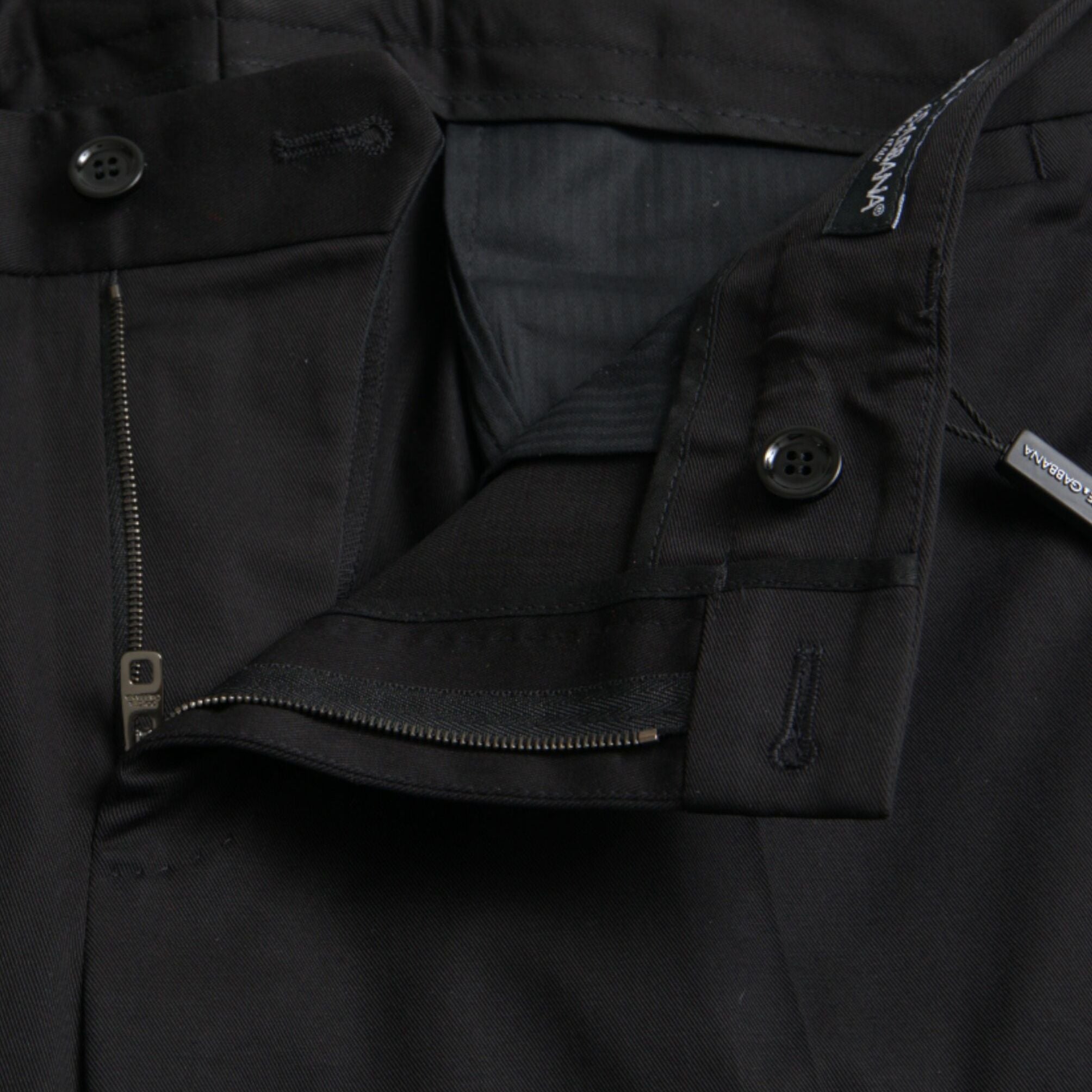 Dolce & Gabbana Black Cotton Stretch Skinny Dress Pants