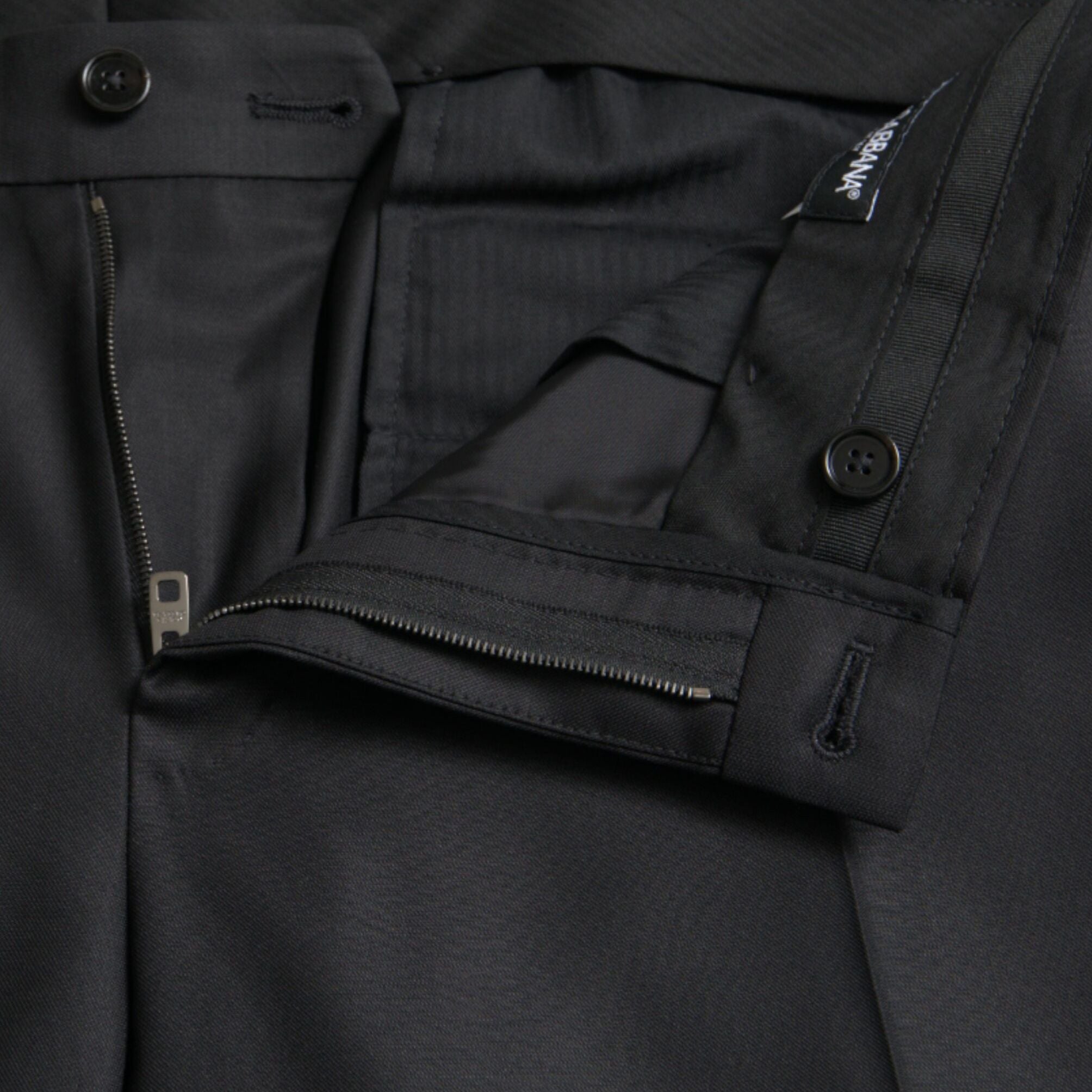 Dolce & Gabbana Black Wool Silk Skinny Dress Pants