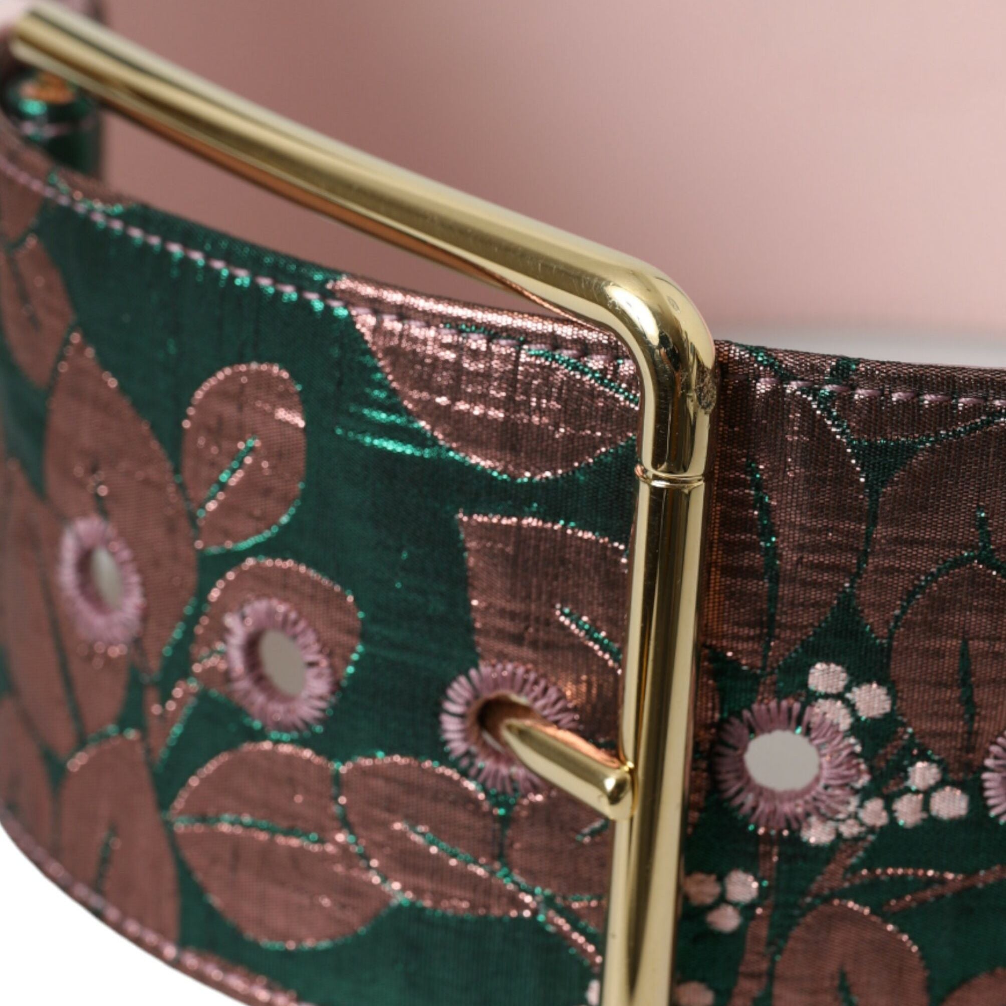 Dolce & Gabbana Multicolor Floral Jacquard Lurex Gold Buckle Belt