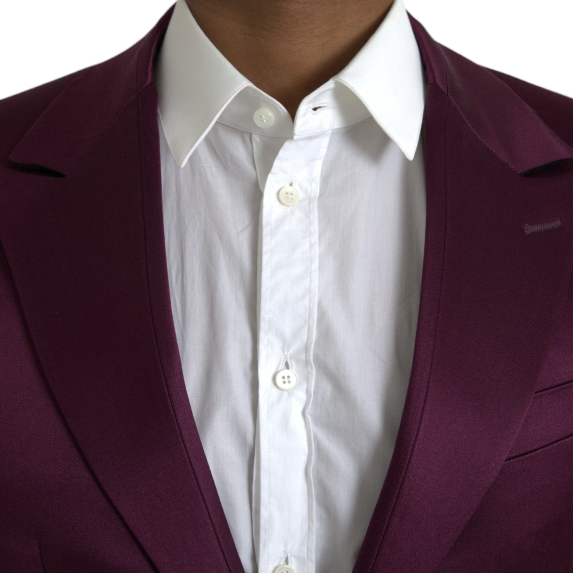 Dolce & Gabbana Maroon Silk Single Breasted Coat Blazer