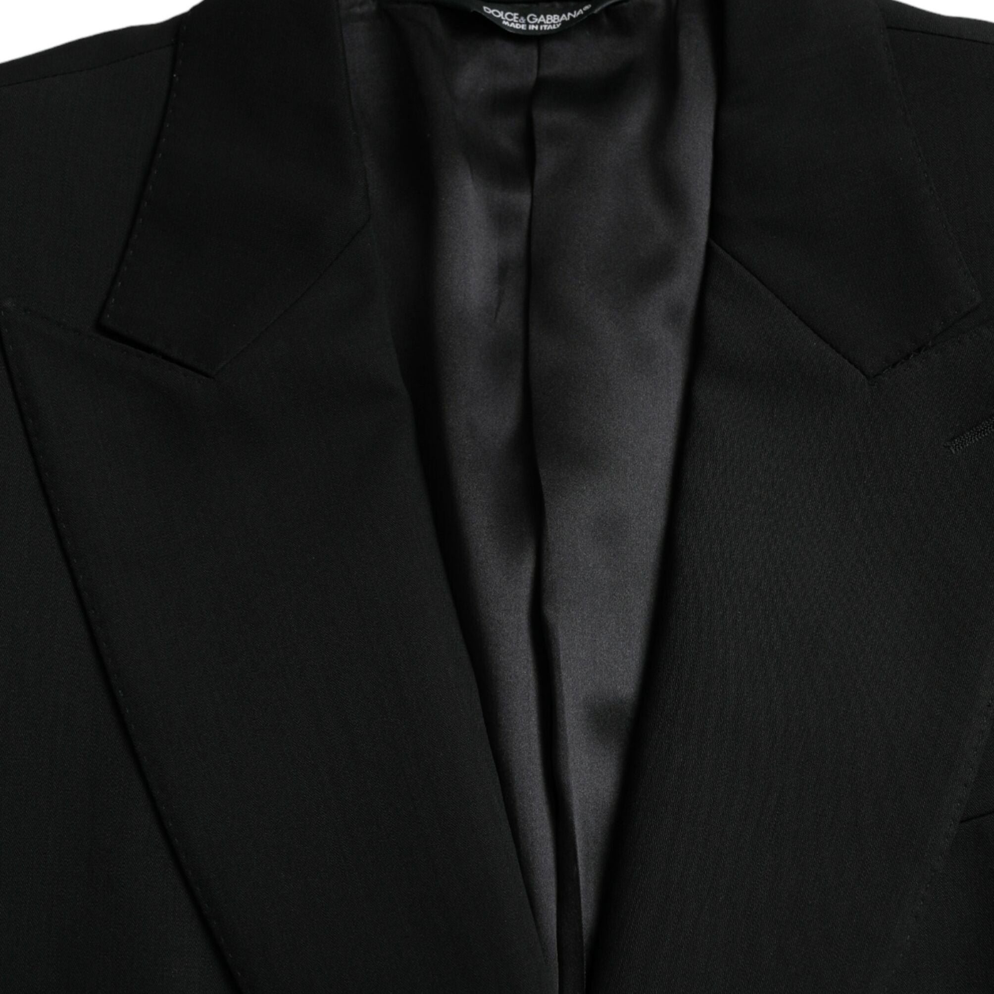 Dolce & Gabbana Black Wool Peak Single Breasted Coat Blazer