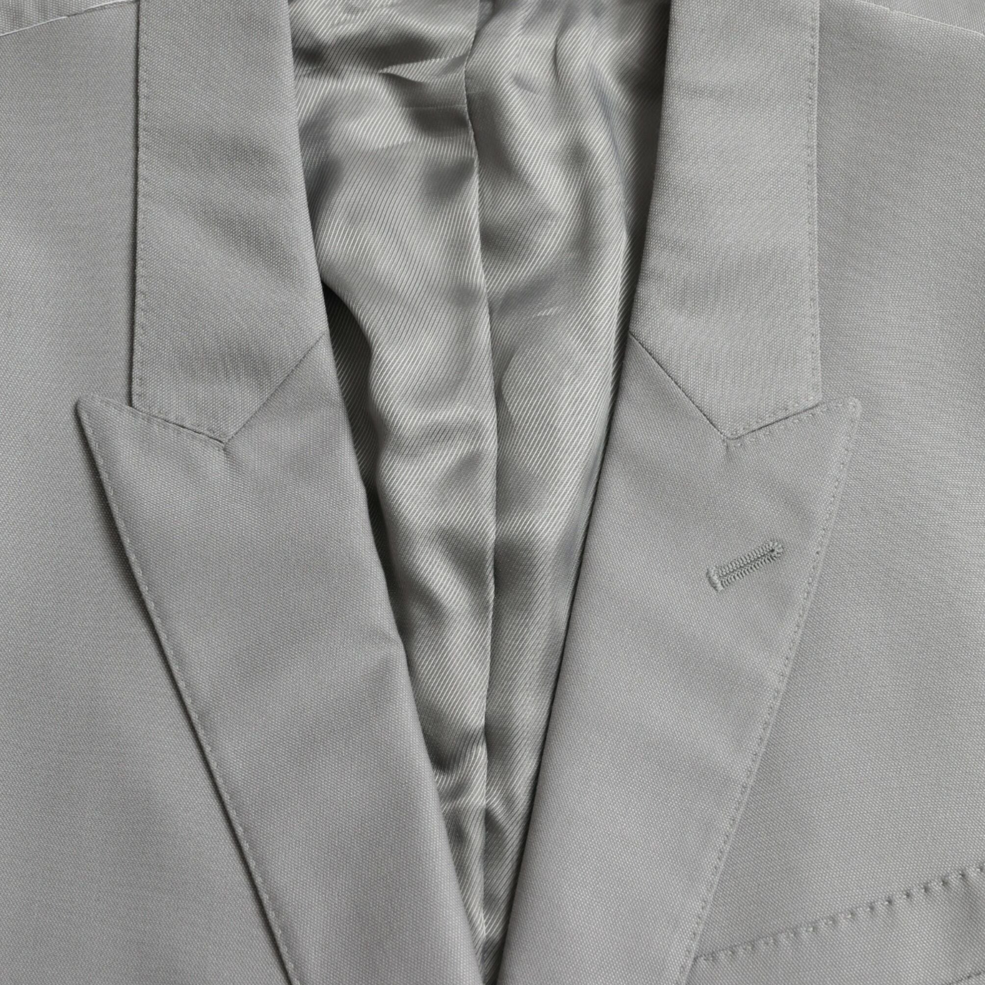 Dolce & Gabbana Gray Wool Peak Single Breasted Coat Blazer