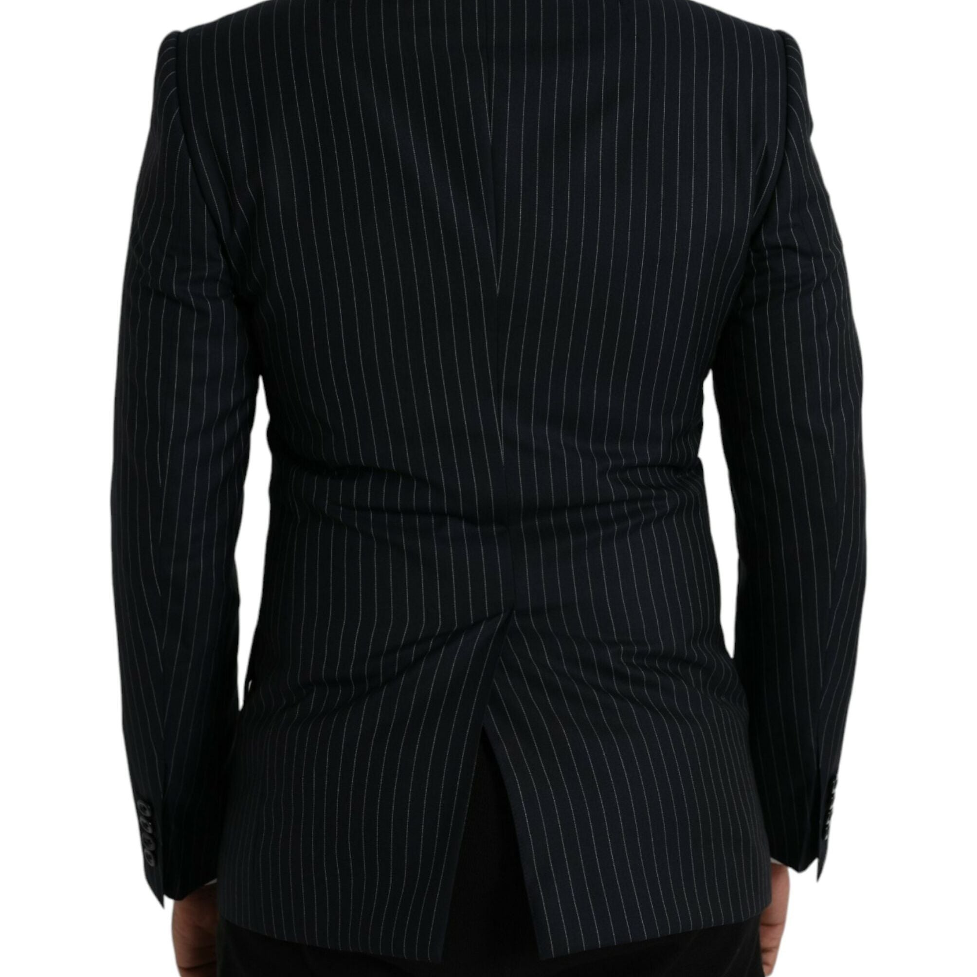 Dolce & Gabbana Black Stripe SICILIA Double Breasted Coat Blazer