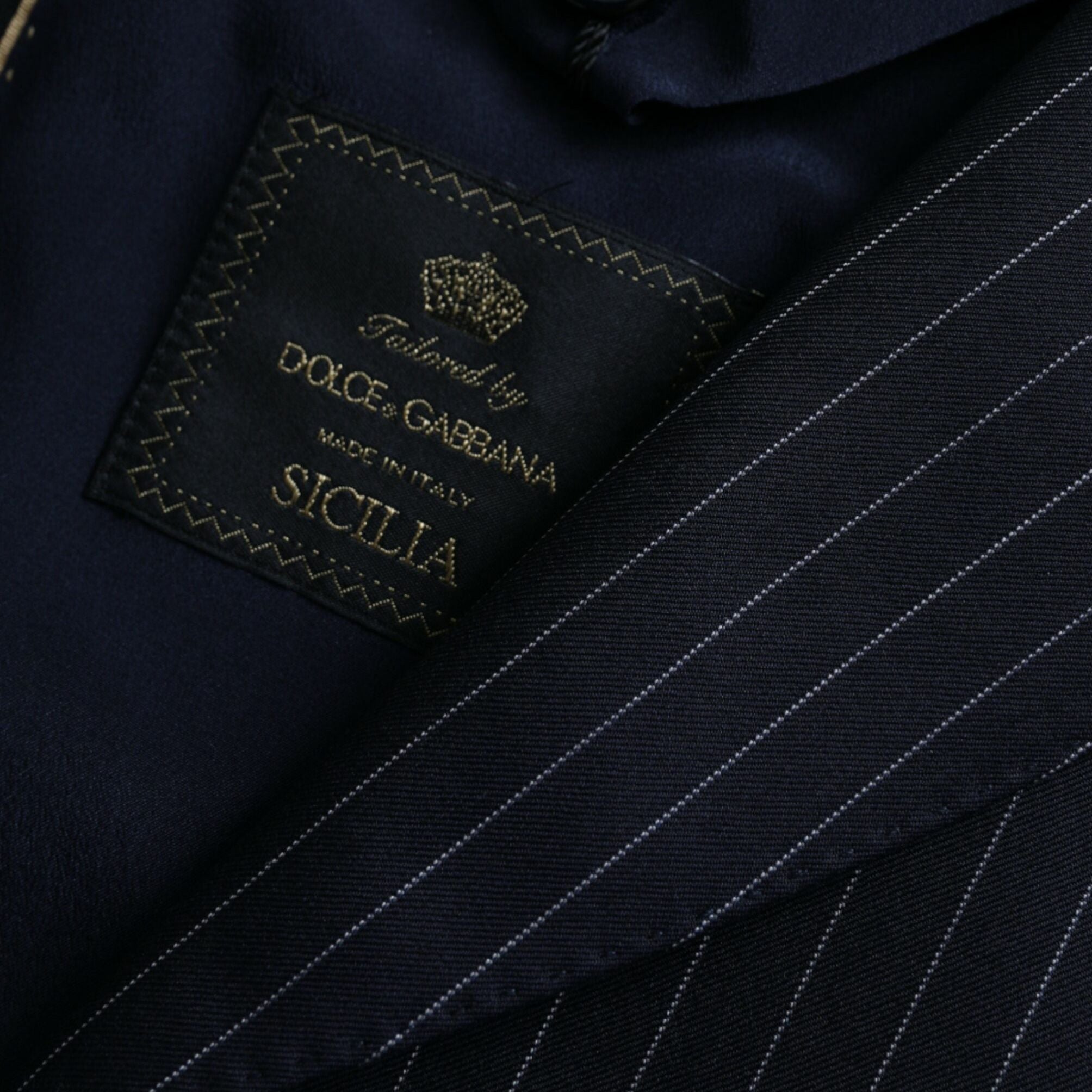 Dolce & Gabbana Black Stripe SICILIA Double Breasted Coat Blazer