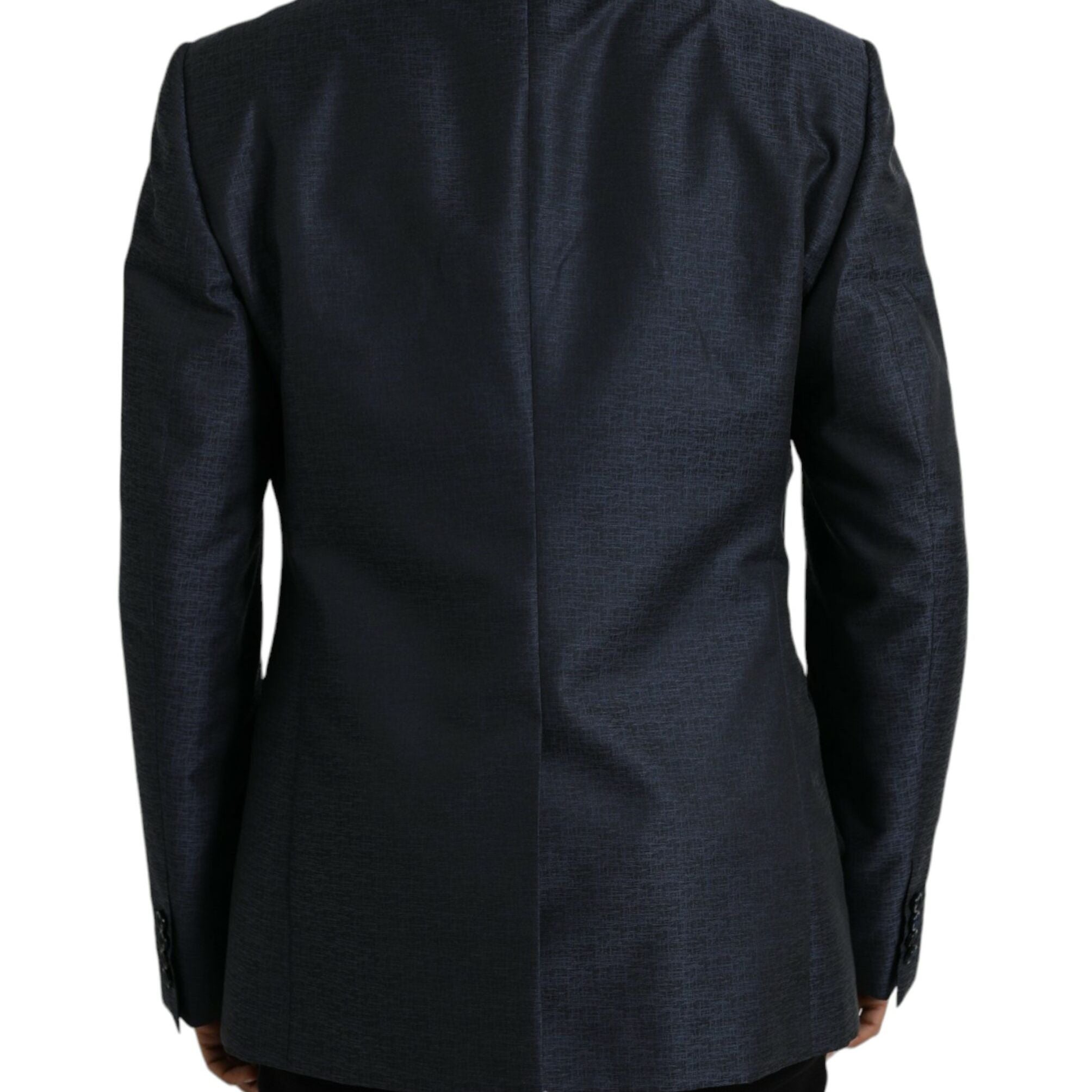 Dolce & Gabbana Blue Wool GOLD Single Breasted Coat Blazer
