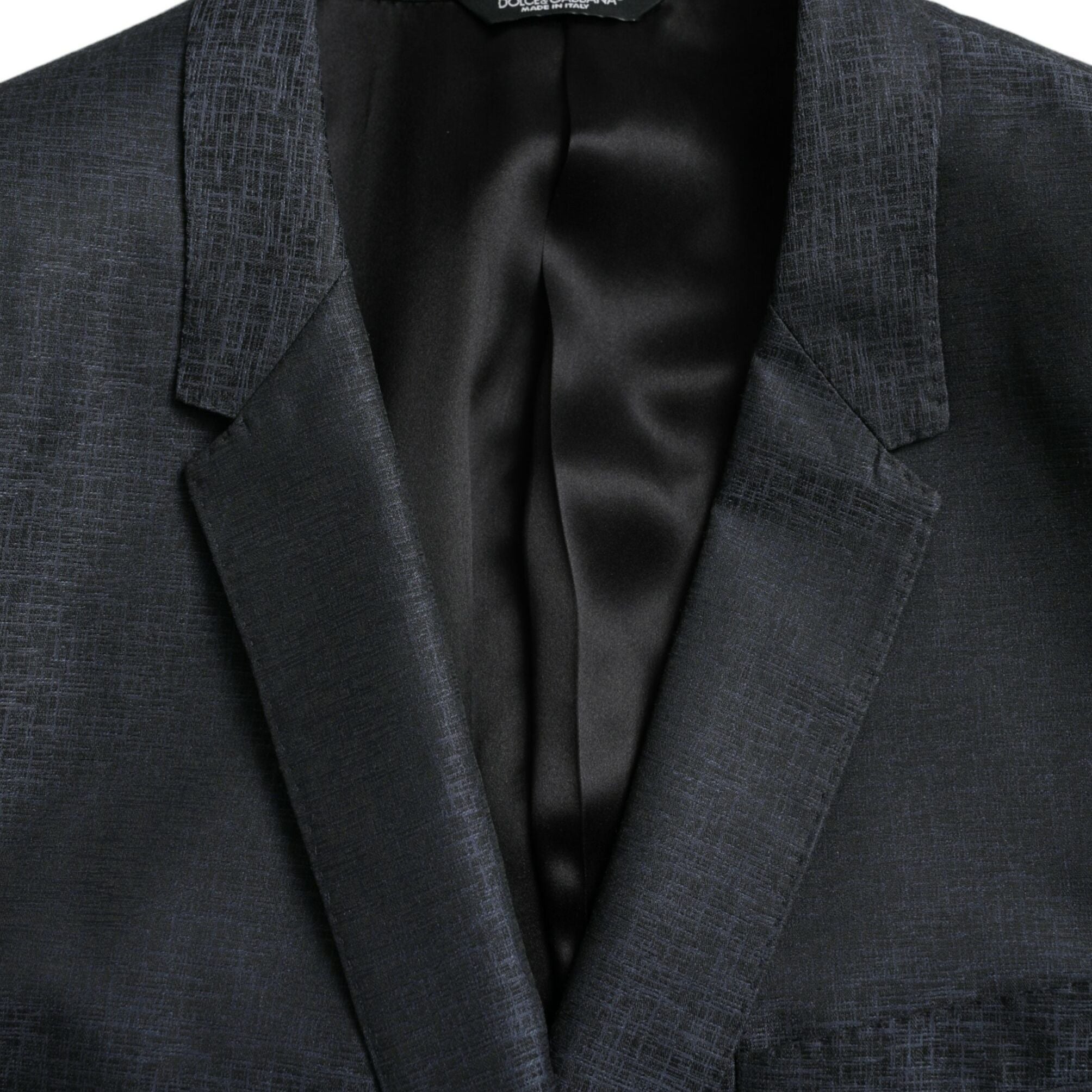 Dolce & Gabbana Blue Wool GOLD Single Breasted Coat Blazer