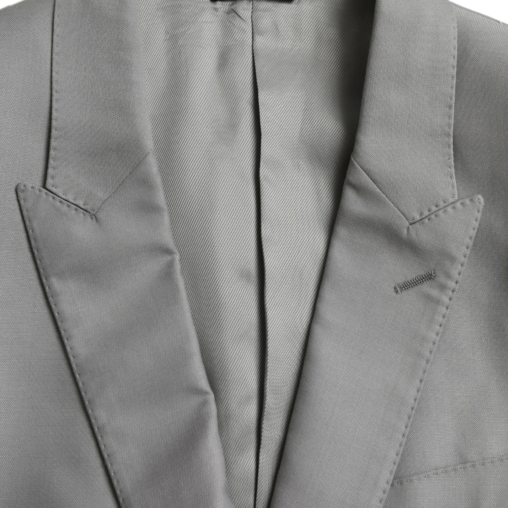 Dolce & Gabbana Gray Wool Peak Single Breasted Coat Blazer