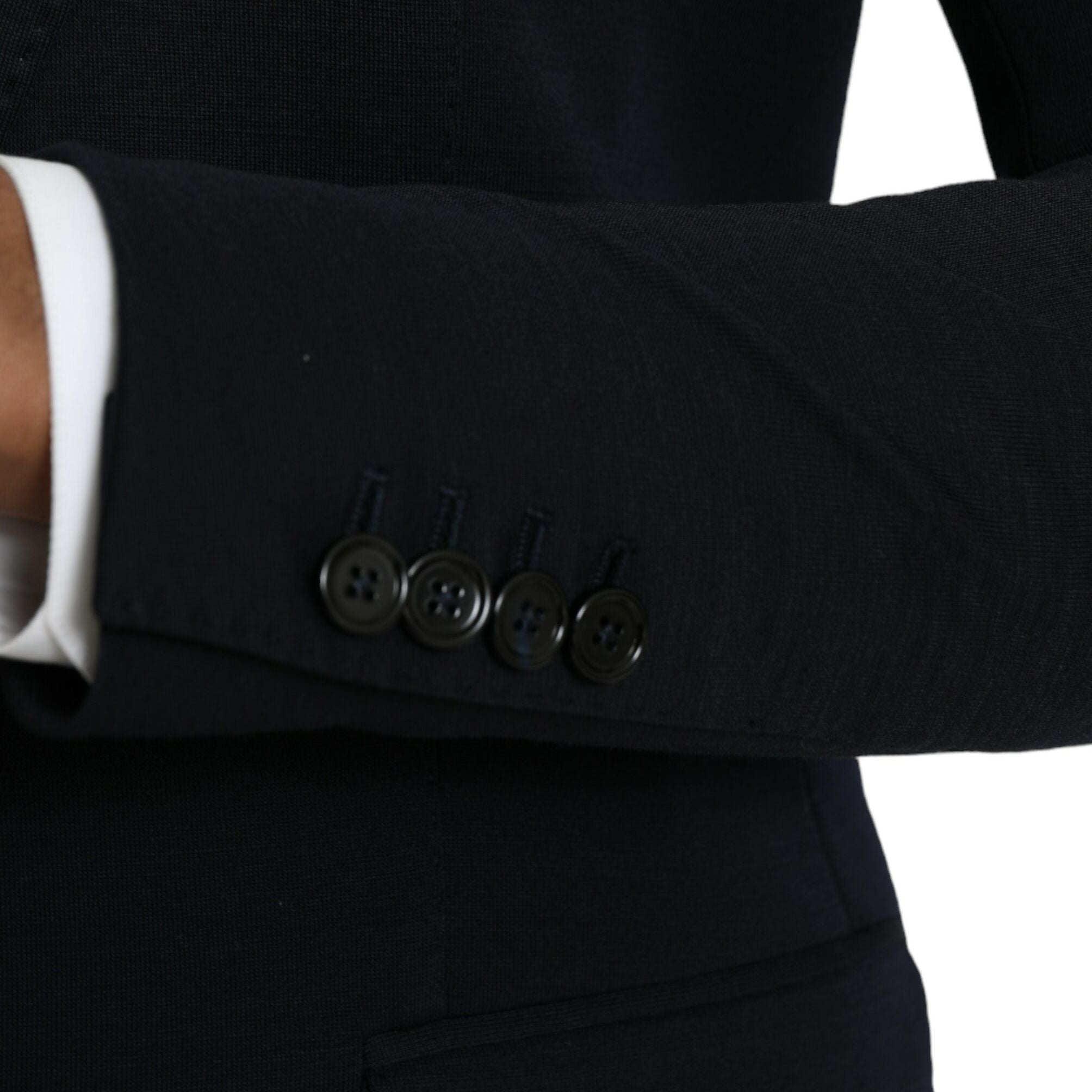 Dolce & Gabbana Black Wool Notch Single Breasted Coat Blazer
