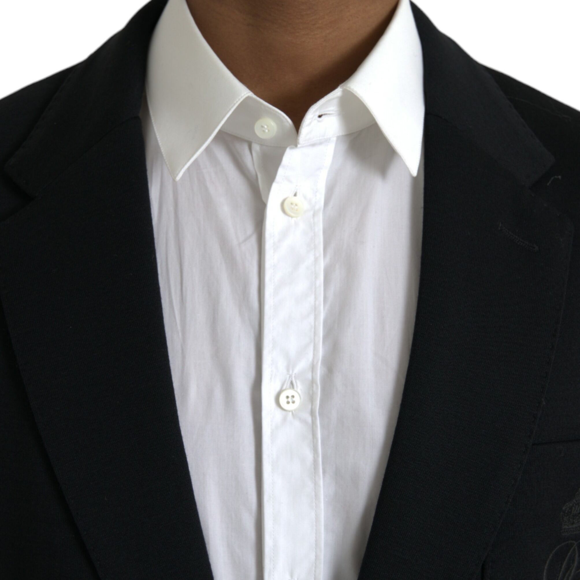Dolce & Gabbana Black Wool Notch Single Breasted Coat Blazer