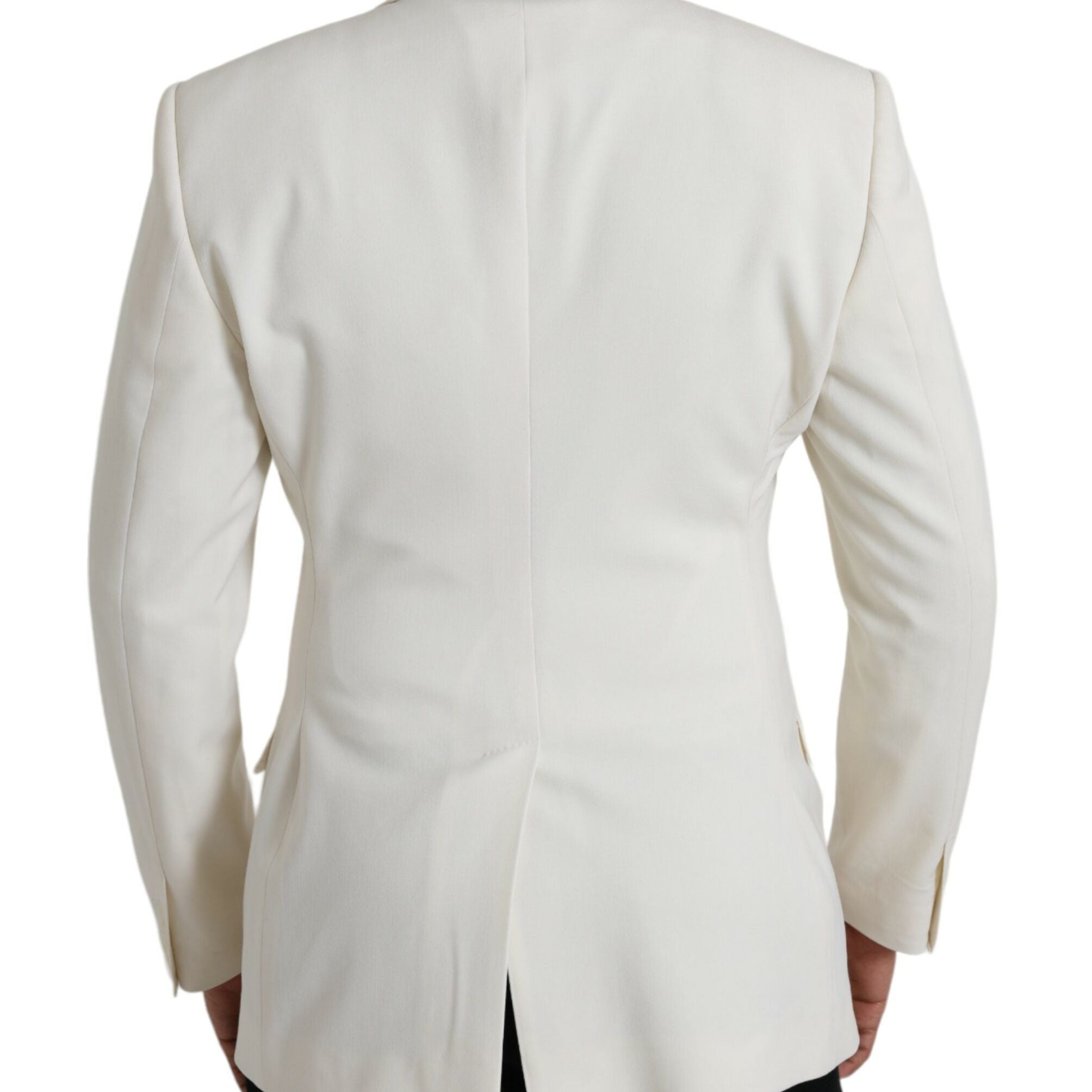 Dolce & Gabbana White Wool MARTINI Double Breasted Blazer