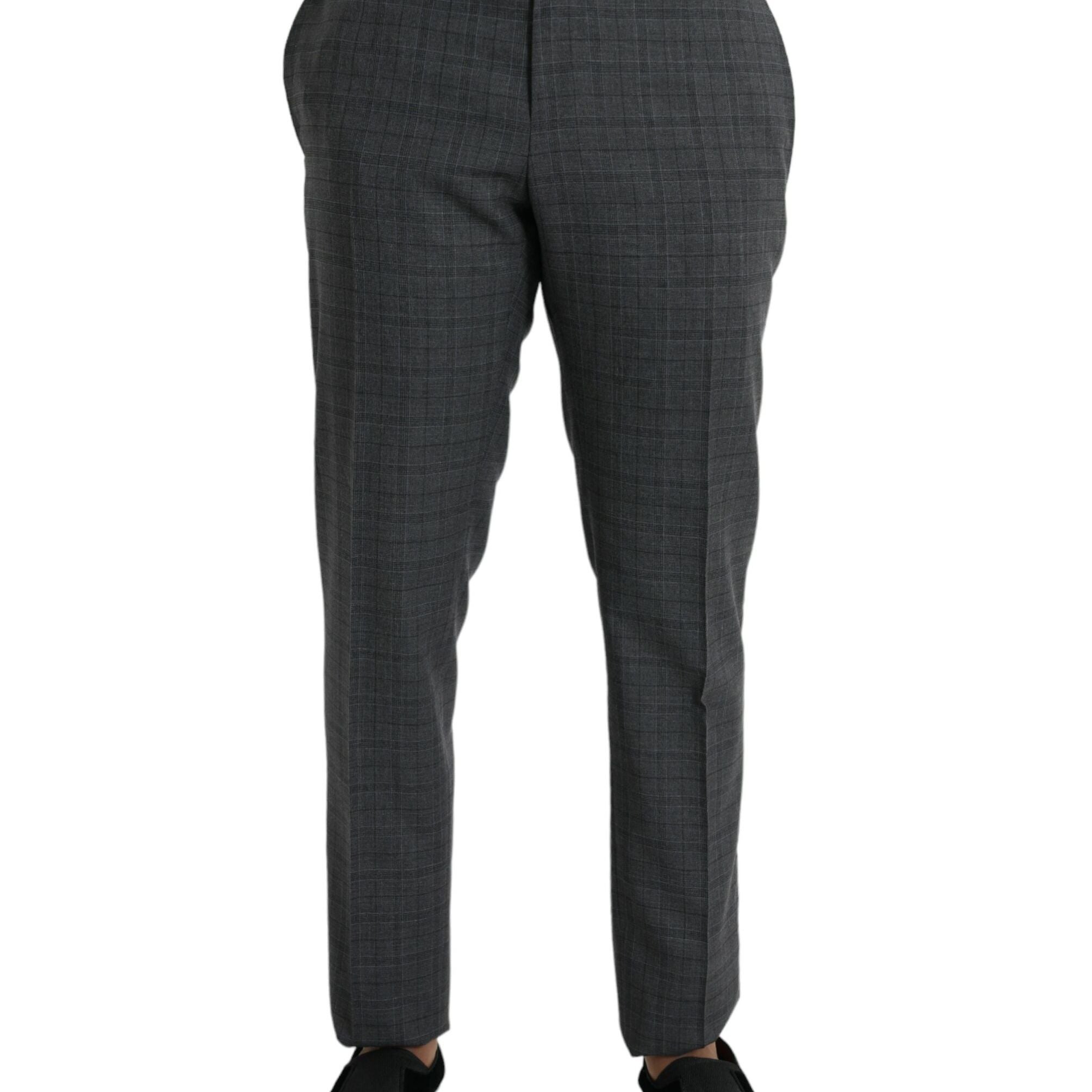 Dolce & Gabbana Gray Plaid Wool MARTINI Formal 2 Piece Suit