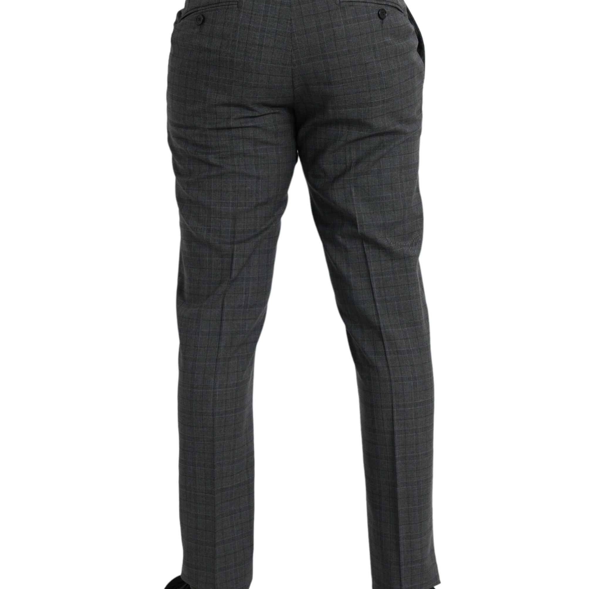 Dolce & Gabbana Gray Plaid Wool MARTINI Formal 2 Piece Suit