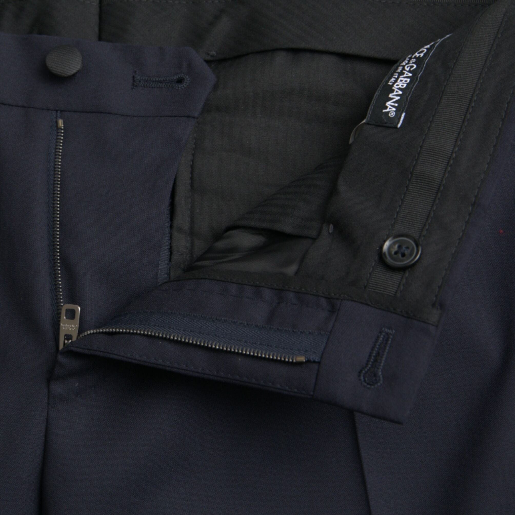 Dolce & Gabbana Dark Blue Wool Slim Fit Formal Pants