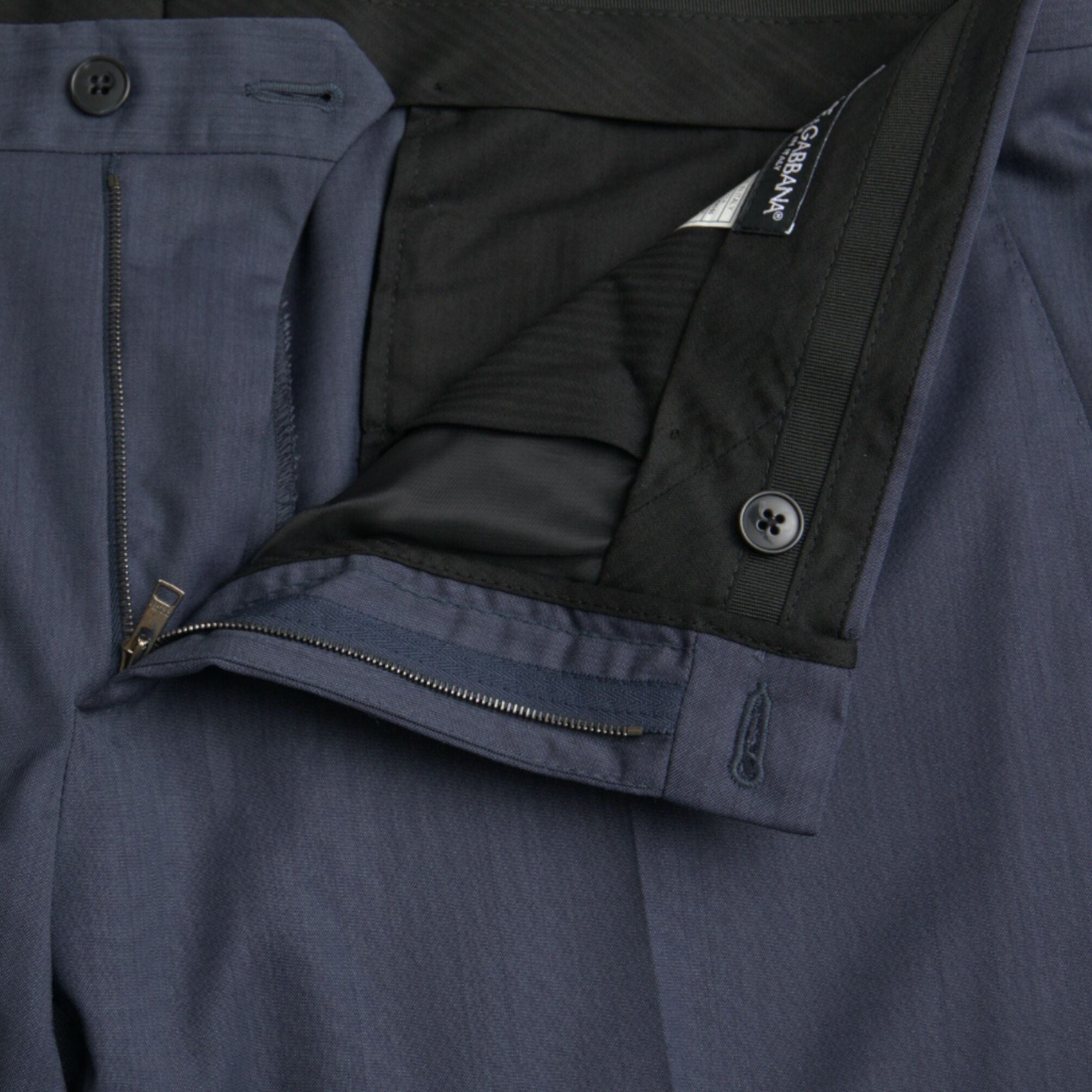 Dolce & Gabbana Blue Wool Slim Fit Dress Formal Pants