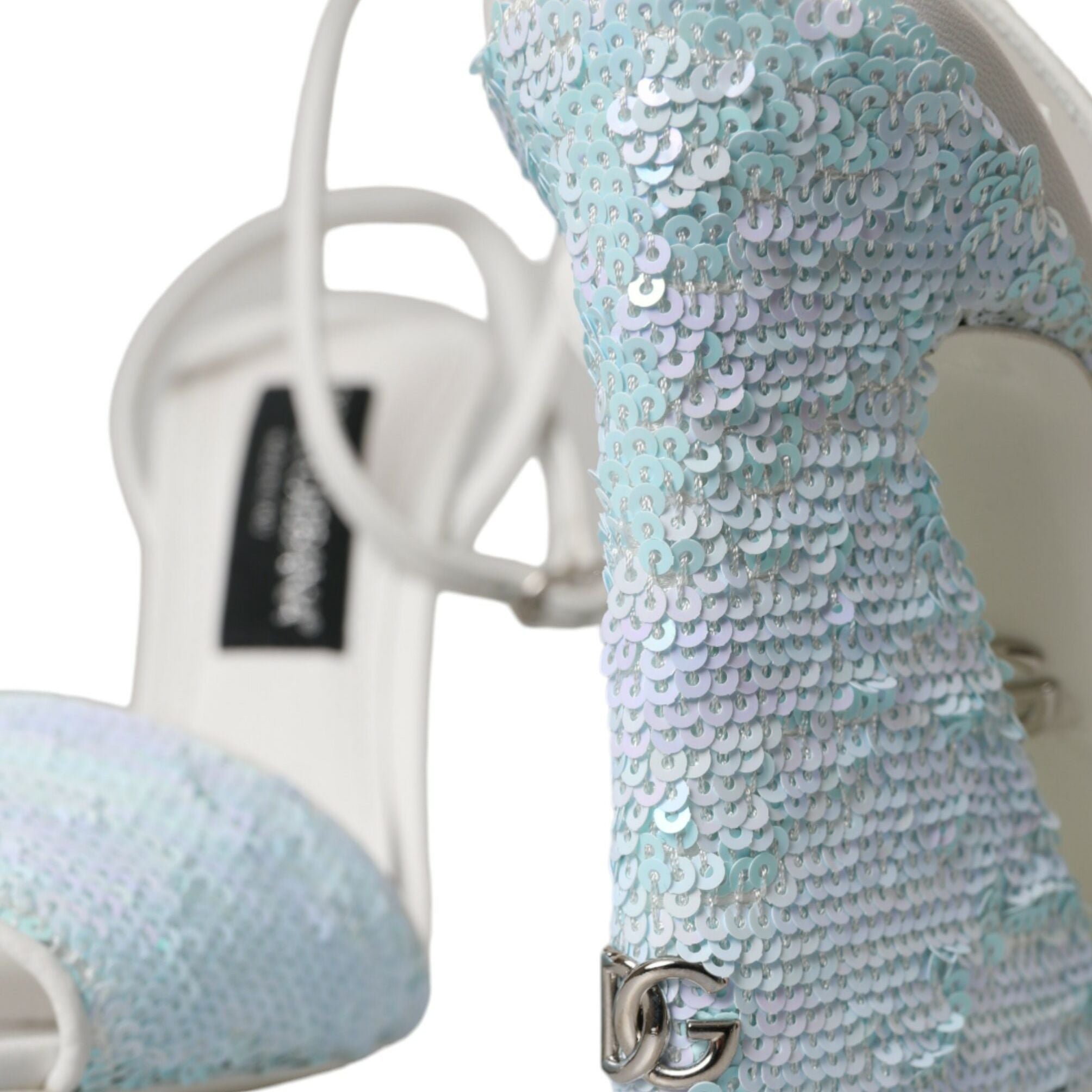 Dolce & Gabbana Light Blue Sequin Ankle Strap Sandals Shoes