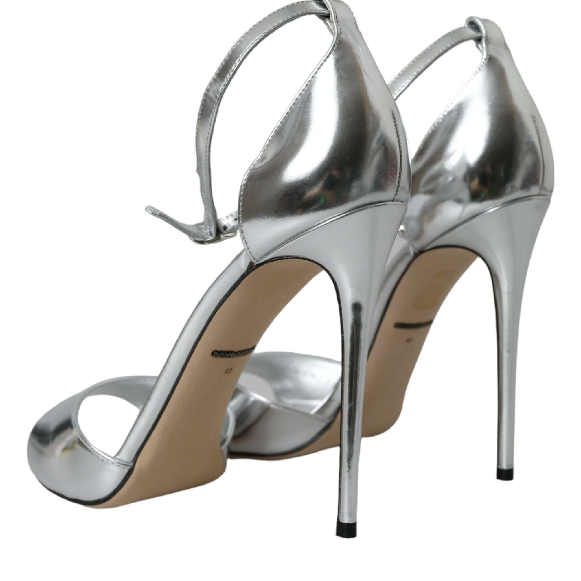 Dolce & Gabbana Silver KEIRA Leather Heels Sandals Shoes
