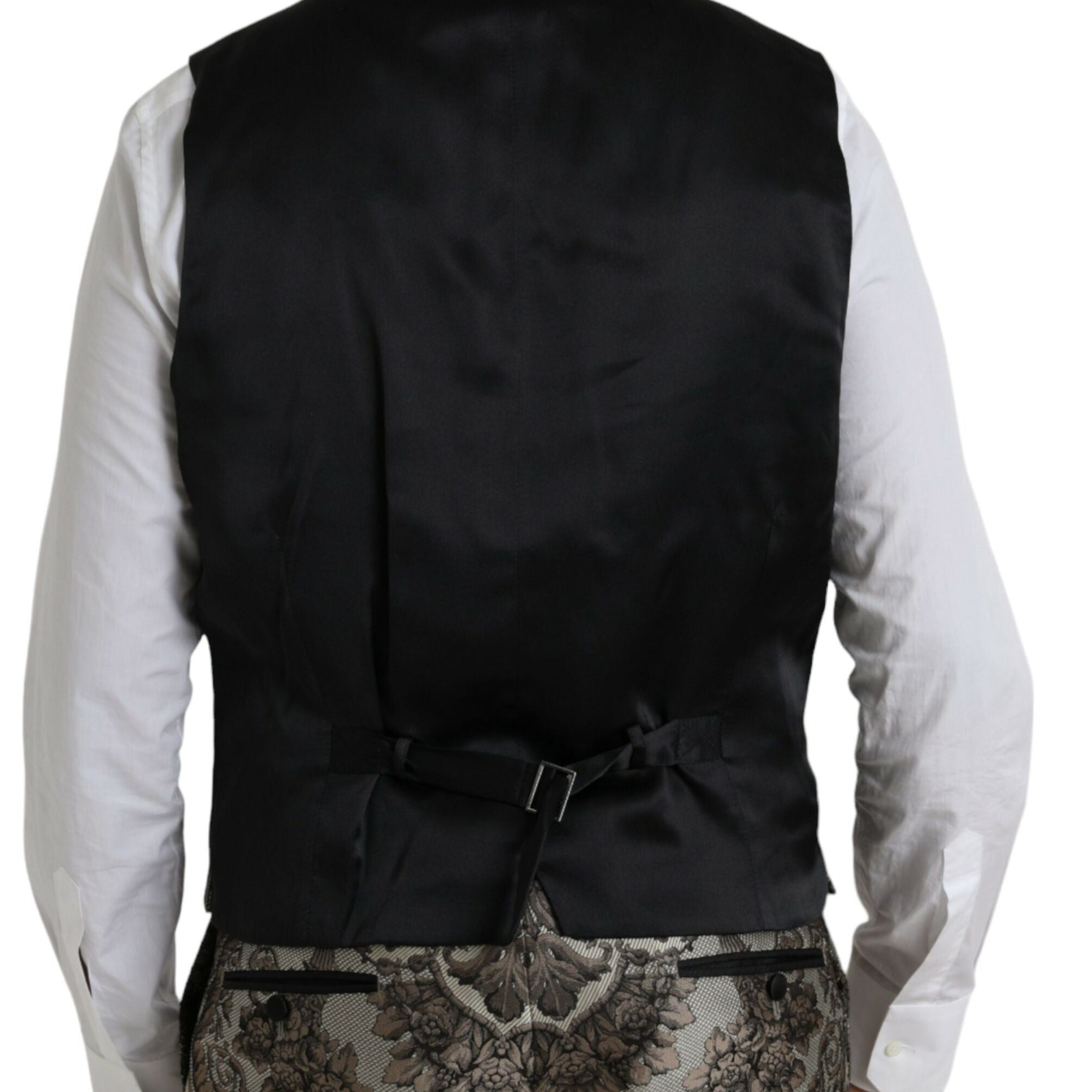 Dolce & Gabbana Brown Floral Jacquard Formal 3 Piece Suit