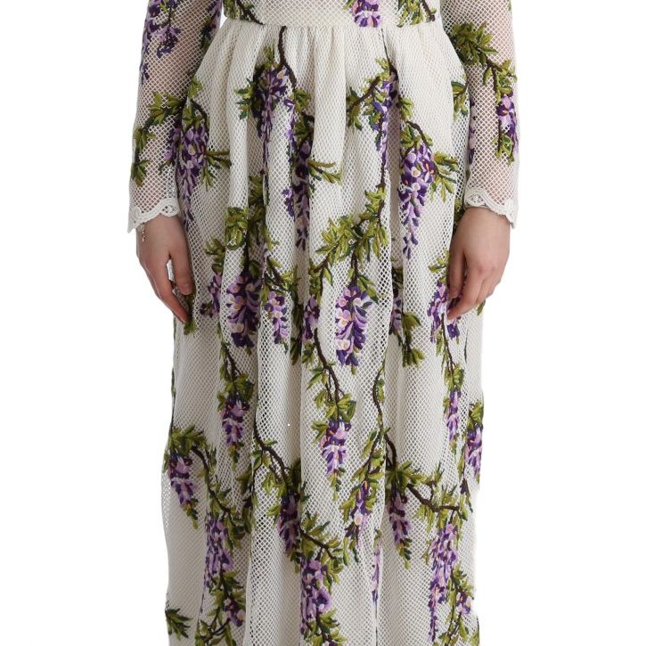 Dolce & Gabbana White Floral Embroidered Maxi Dress