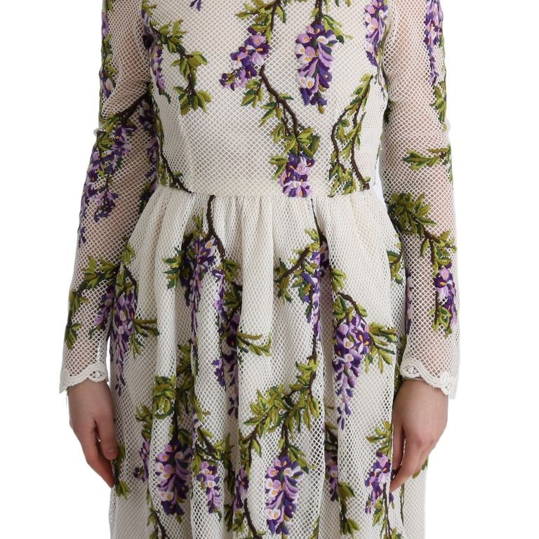 Dolce & Gabbana White Floral Embroidered Maxi Dress