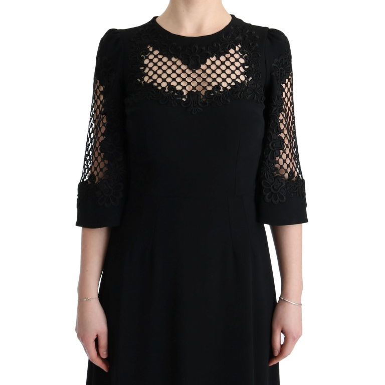 Dolce & Gabbana Black Stretch Shift Long Maxi Dress