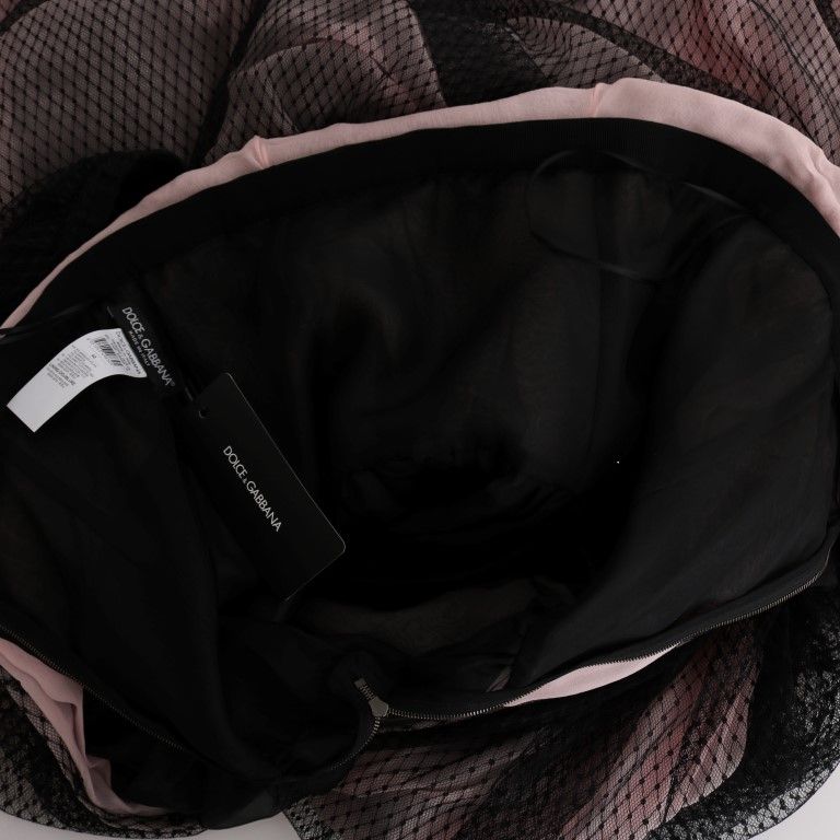 Dolce & Gabbana Black Pink Silk Long Shift Dress