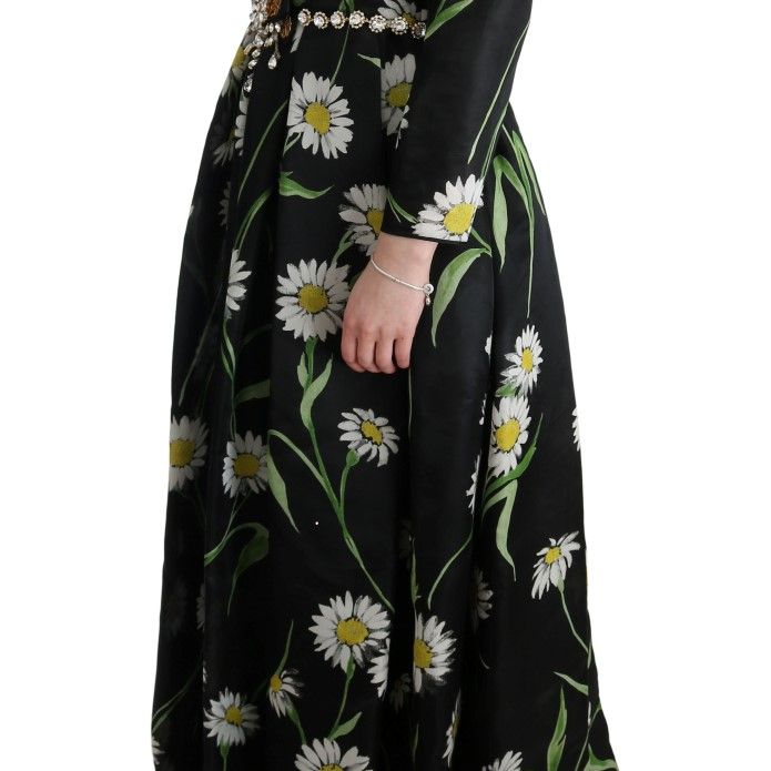 Dolce & Gabbana Multicolor Silk Sunflower Print Long Maxi Dress