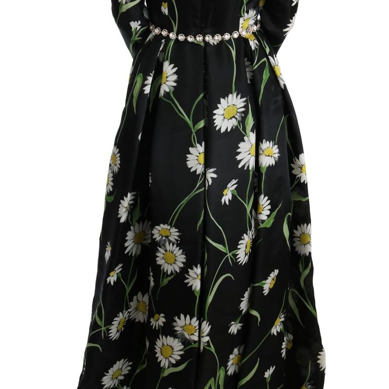 Dolce & Gabbana Multicolor Silk Sunflower Print Long Maxi Dress