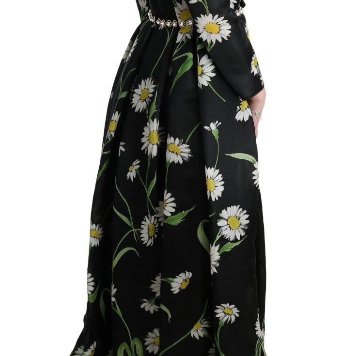 Dolce & Gabbana Multicolor Silk Sunflower Print Long Maxi Dress
