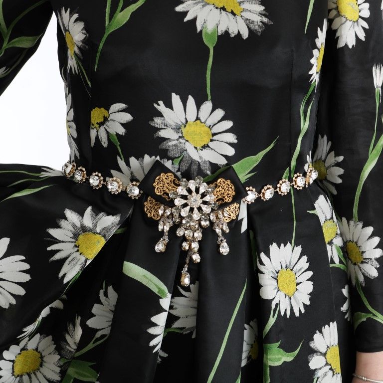 Dolce & Gabbana Multicolor Silk Sunflower Print Long Maxi Dress