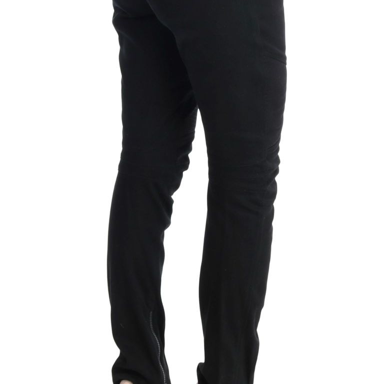 Ermanno Scervino Black Cotton Slim Fit Casual Pants