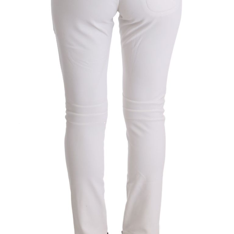 Ermanno Scervino White Cotton Slim Fit Casual Pants