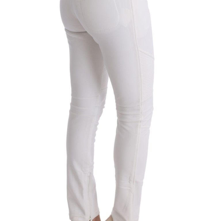 Ermanno Scervino White Cotton Slim Fit Casual Pants