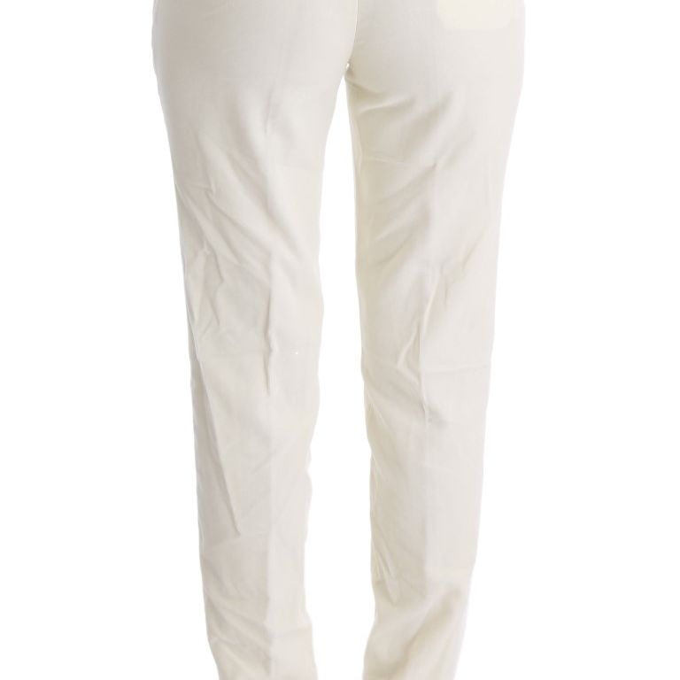 Ermanno Scervino White Cotton Regular Fit Casual Pants
