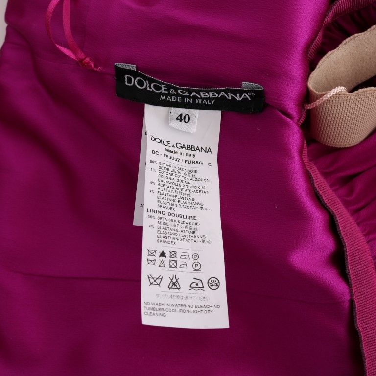 Dolce & Gabbana Pink Silk Stretch Shift Long Dress