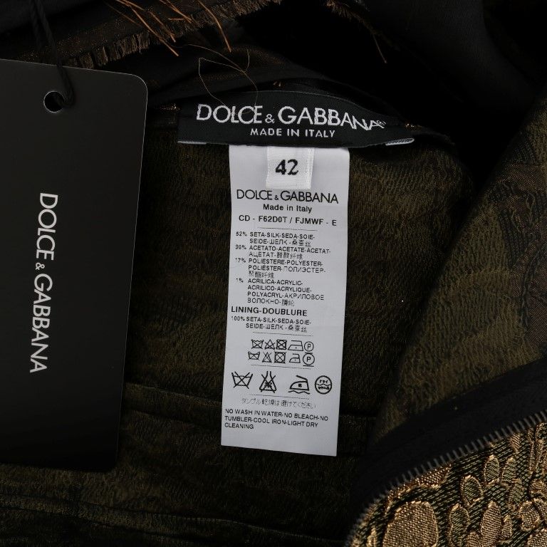 Dolce & Gabbana Black Silk Brown Fringes A-Line Dress