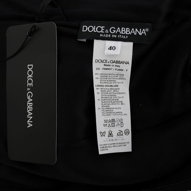 Dolce & Gabbana Black Floral Ricamo Sheath Dress