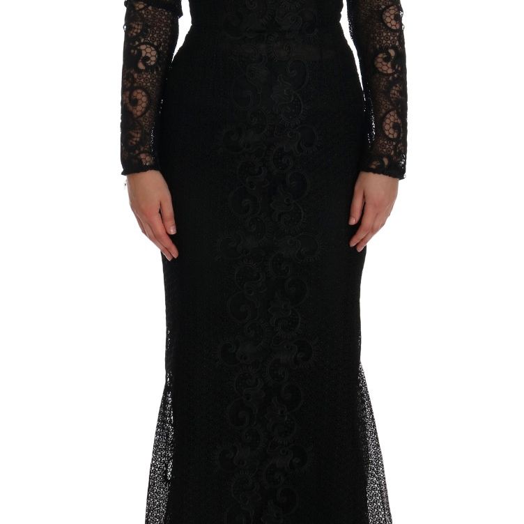 Dolce & Gabbana Black Floral Sheath Dress