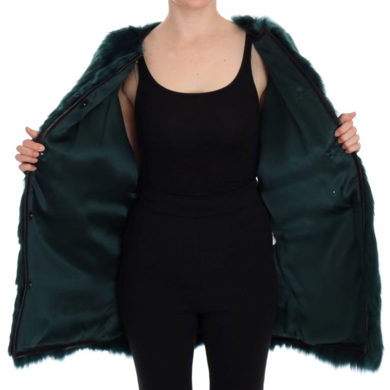 Dolce & Gabbana Green Alpaca Fur Vest Sleeveless Jacket